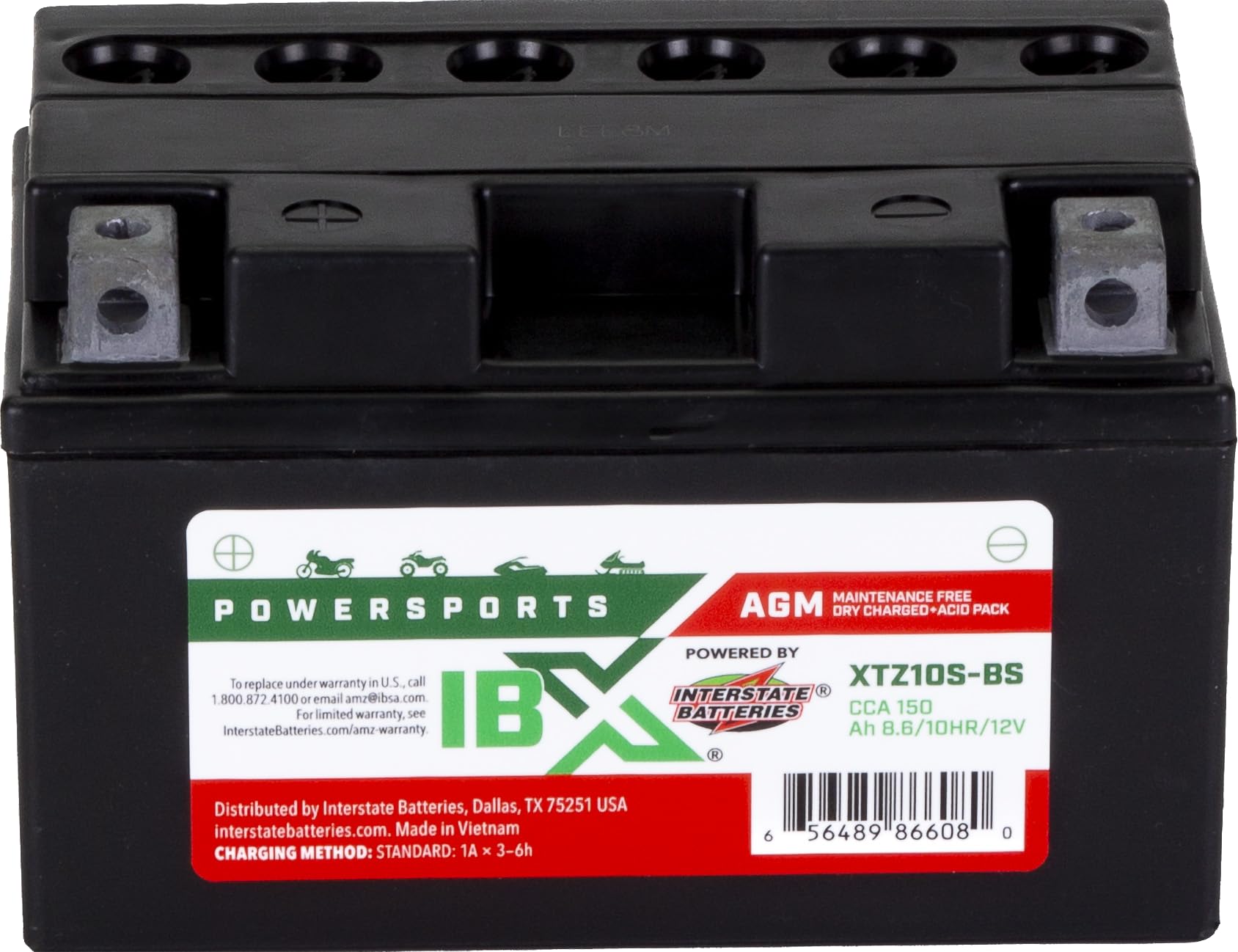 Interstate Batteries Ytz10S-Bs 12V 8.6Ah Powersports Battery 150Cca Agm Rechargeable Replacement For Bmw, Honda, Kawasaki, Yamah