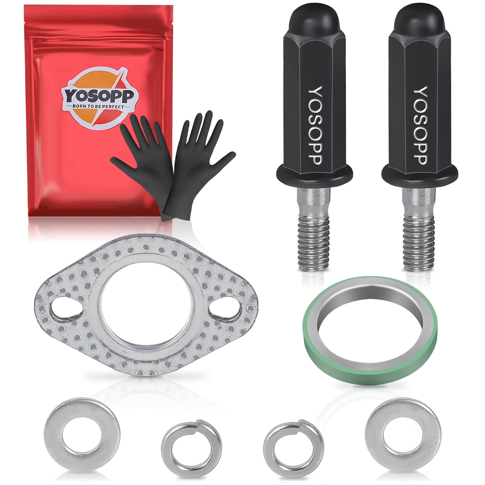 YOSOPP GY6 Exhaust Bolt Nuts Gasket for Scooters ATVs - GMB139 Engine Moped Quad 4 Wheeler Dune Buggy Go Karts - Taotao Sunl Coo