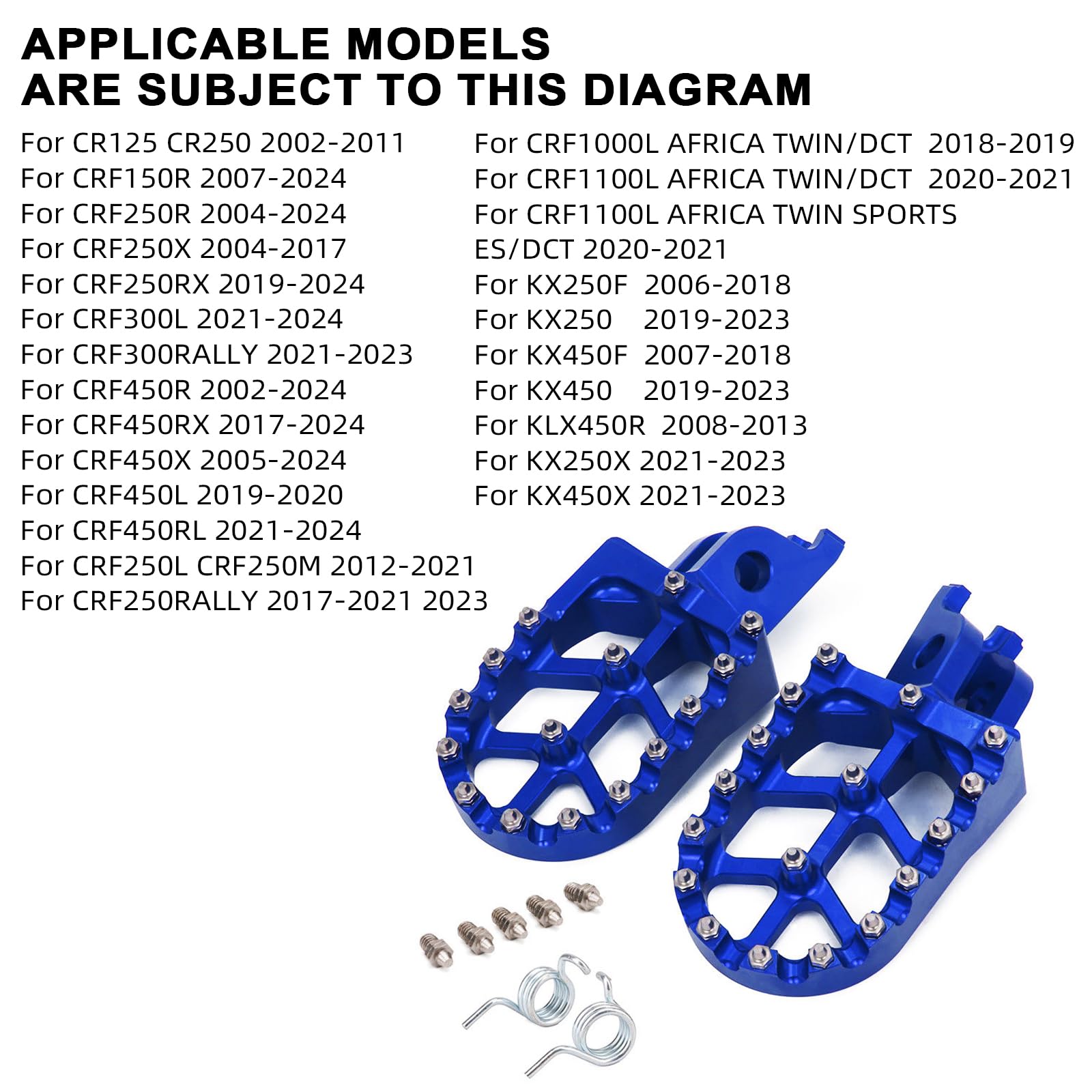 Motorcycle Foot Pegs Footpegs Footrest Pedals Foot Rests For Cr125R Cr250R Crf150R Crf450X Crf250L Crf250Rally Kx250F Kx450F Klx