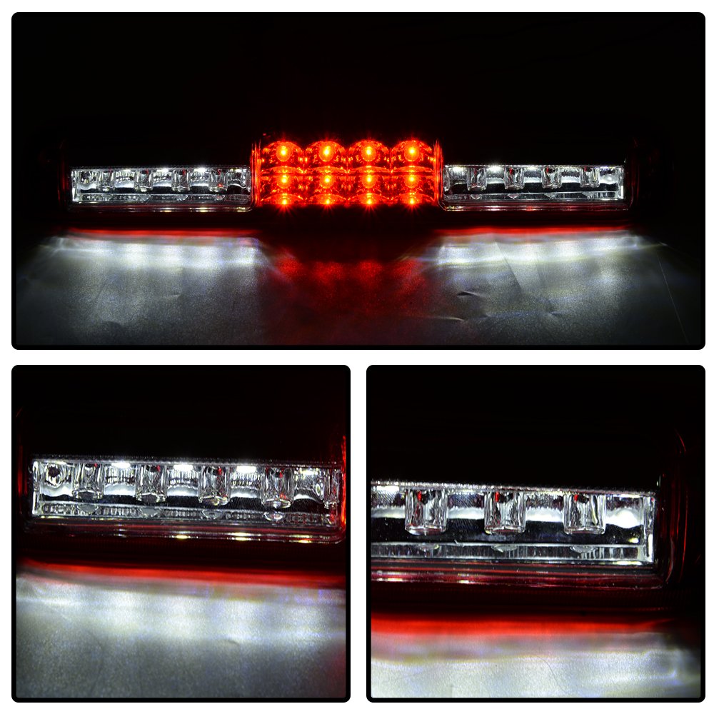 Cheda Third Brake Lights, Compatible With 1999-2006 Chevy Silverado Gmc Sierra, Clear Red Lens Chrome Housing 3D Led Bar Tail Ca
