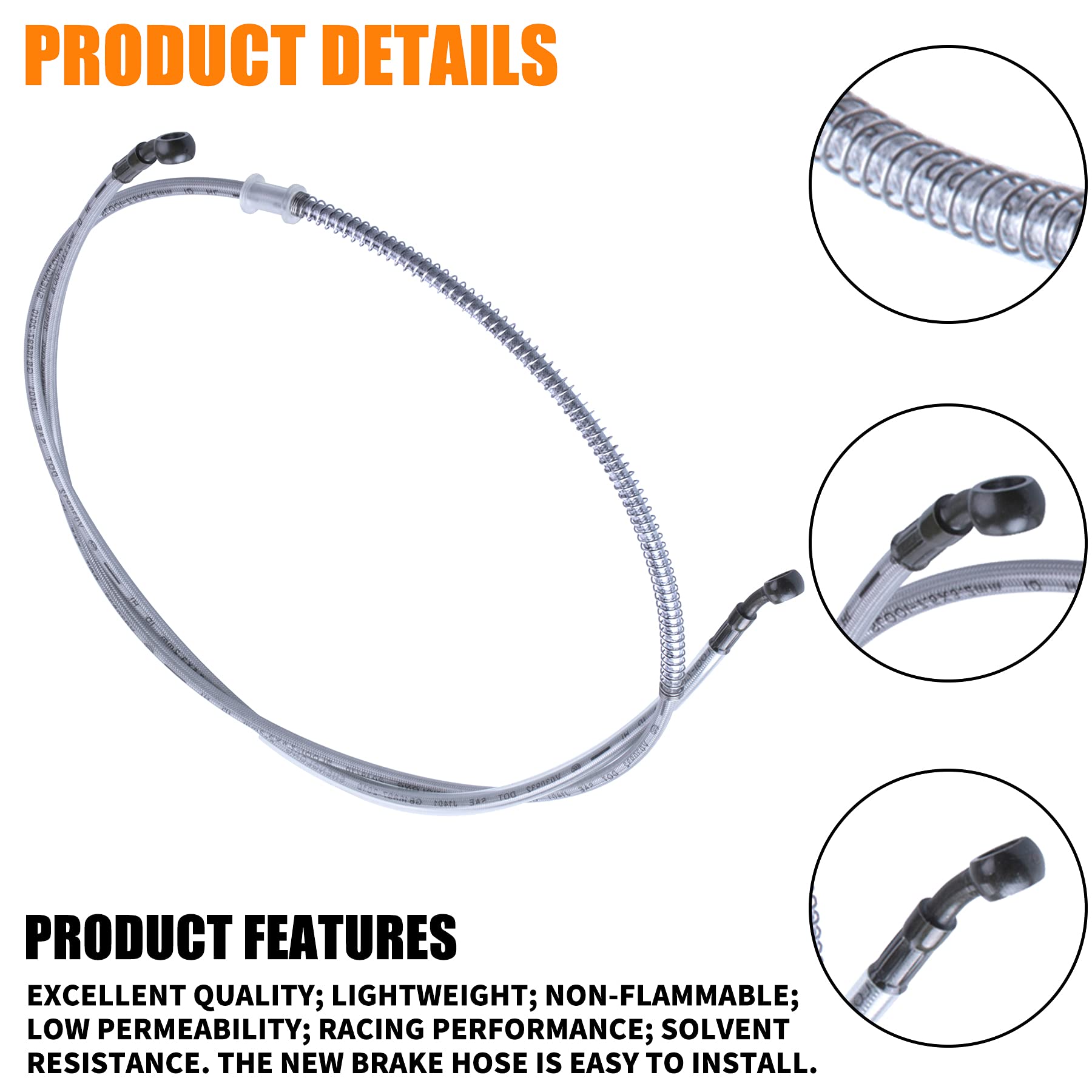 MWMNUN 70'' Braided Hydraulic Brake Hose Line Pipeline Compatible with Chinese GY6 Scooter ATV Dirt Bike Go Kart 10mm Banjo Ends