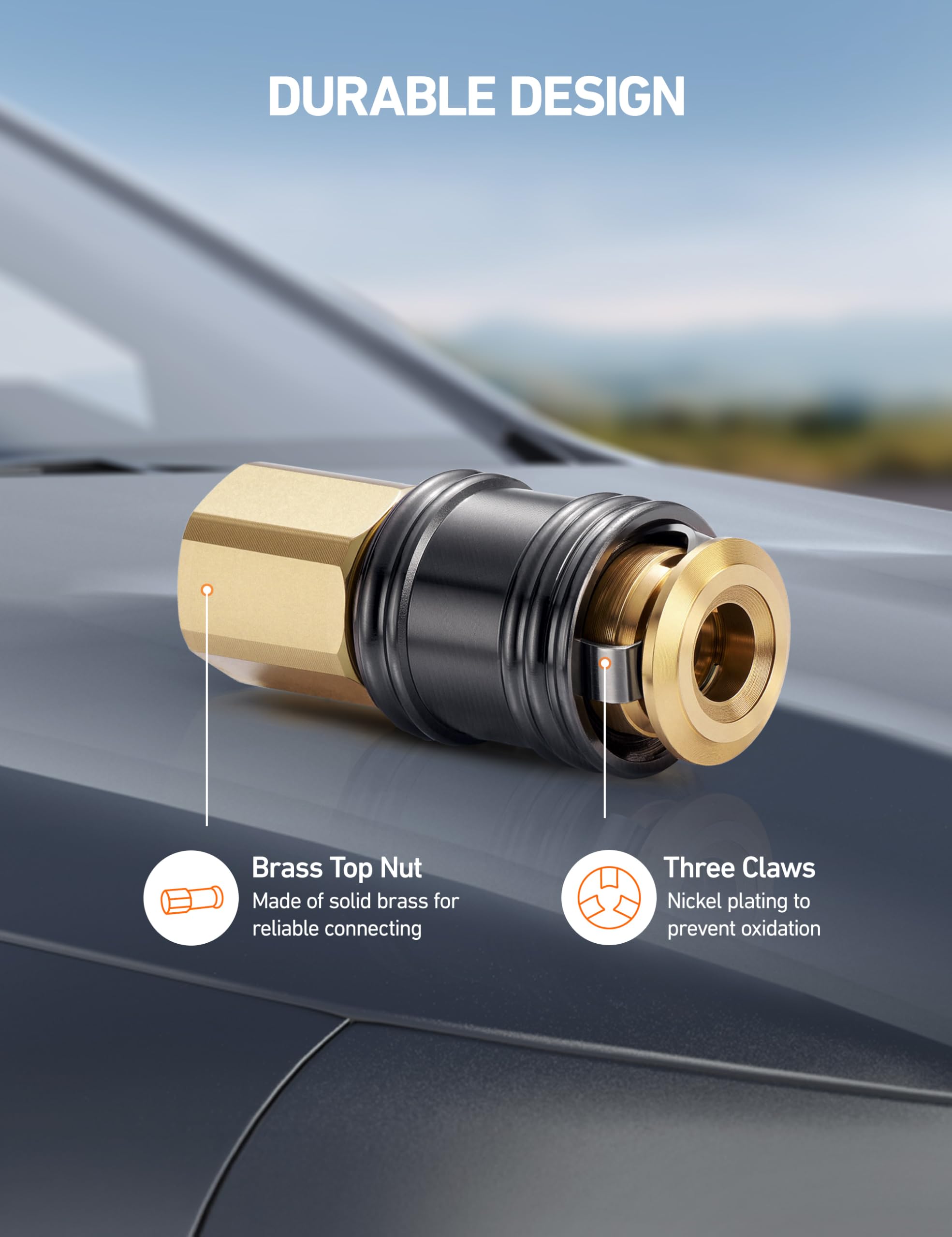 AstroAI C1 Upgraded Anti-Leak Air Chuck, 1/4 Inch FNPT Closed Flow Brass Tire Chuck, Quick Connector Lock Air Chucks for Tire In