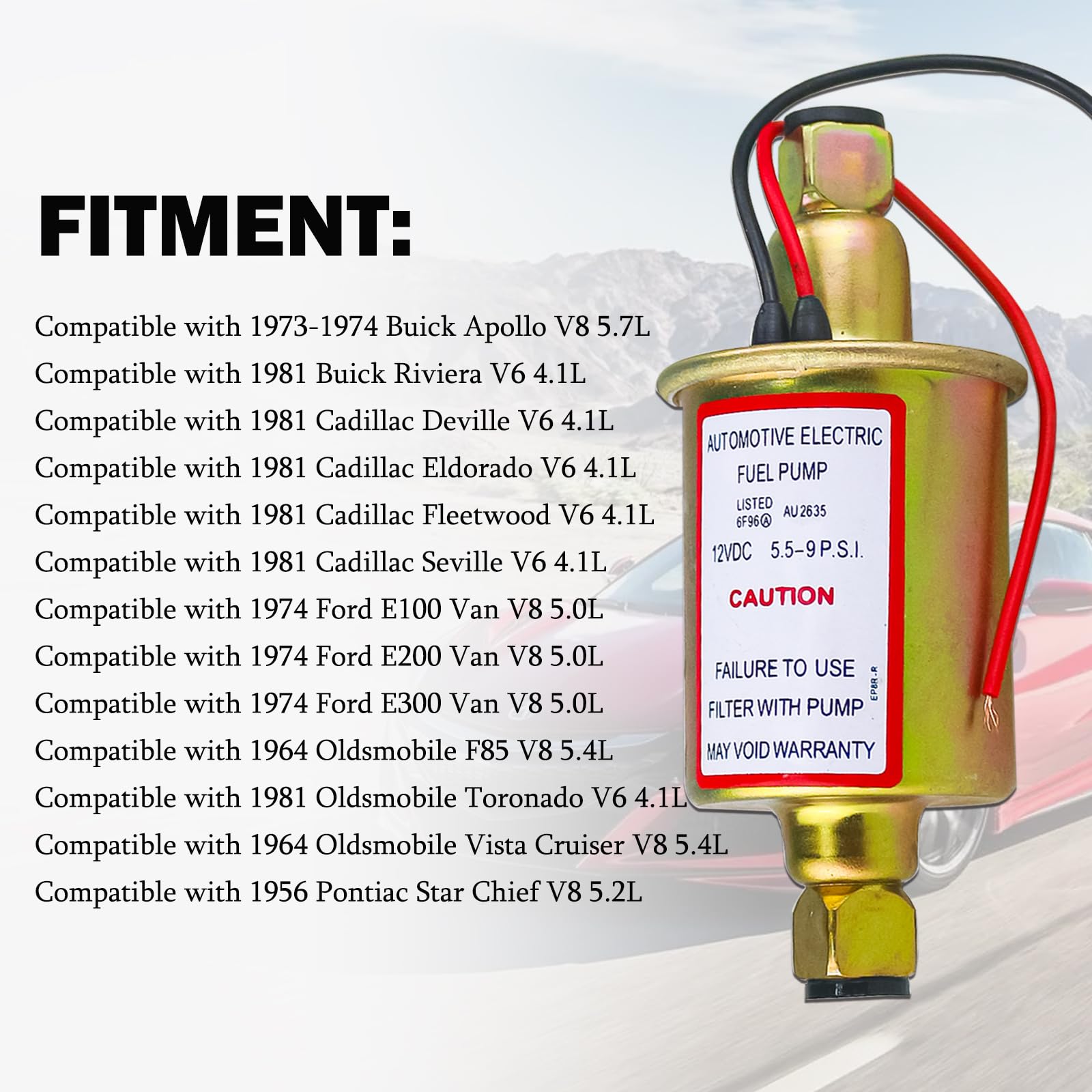 Universal Electric Fuel Pump 5-9 Psi 30Gph 12V Dc E8012S Gasoline And Diesel Fuel Pump For Carburetor Engine E8012S, Fd0002, P60
