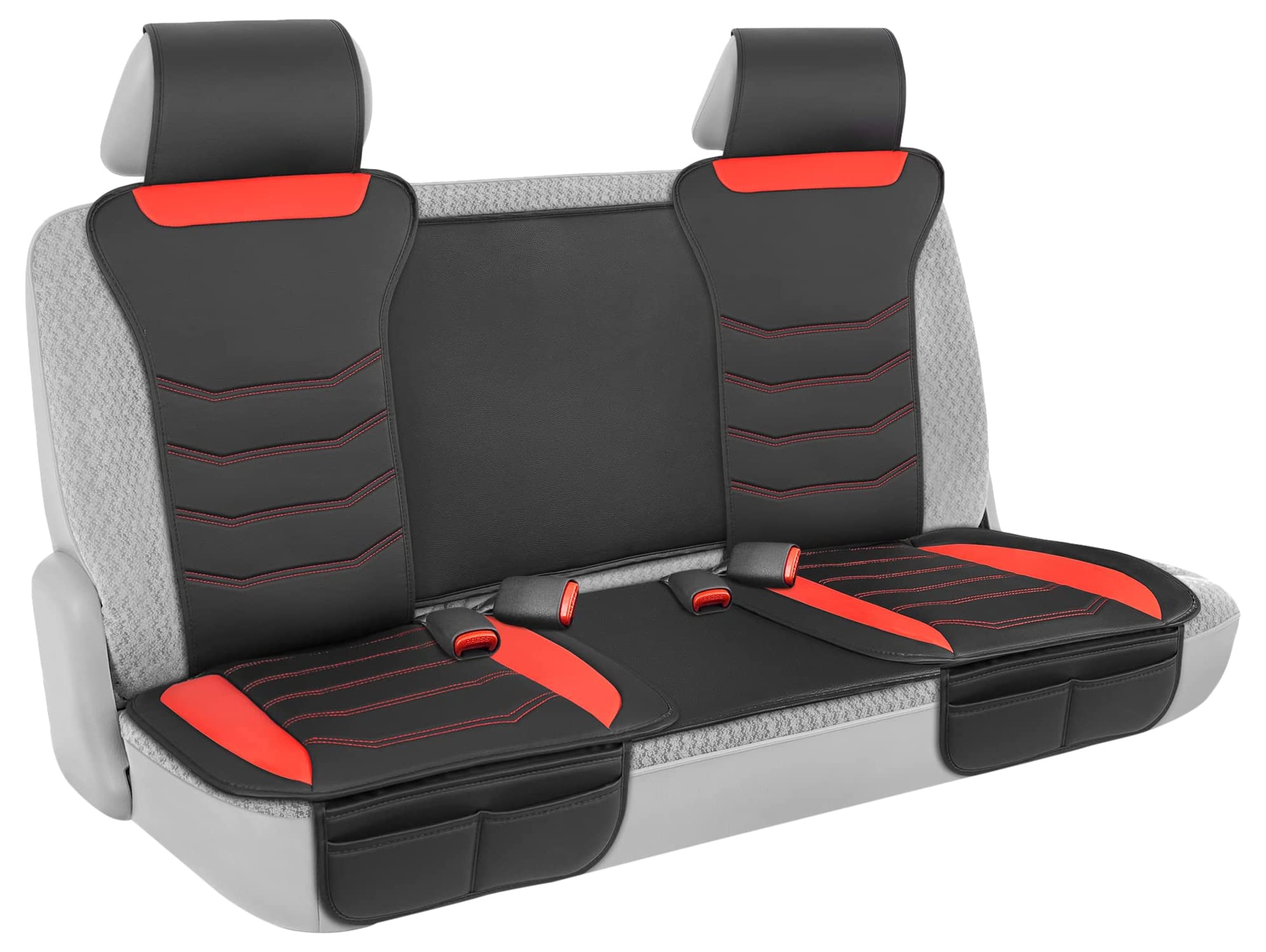 Motor Trend Luxefit Rear Bench Seat Covers For Cars Trucks Suv, Premium Faux Leather Sideless Sporty Car Seat Covers, Easy To In