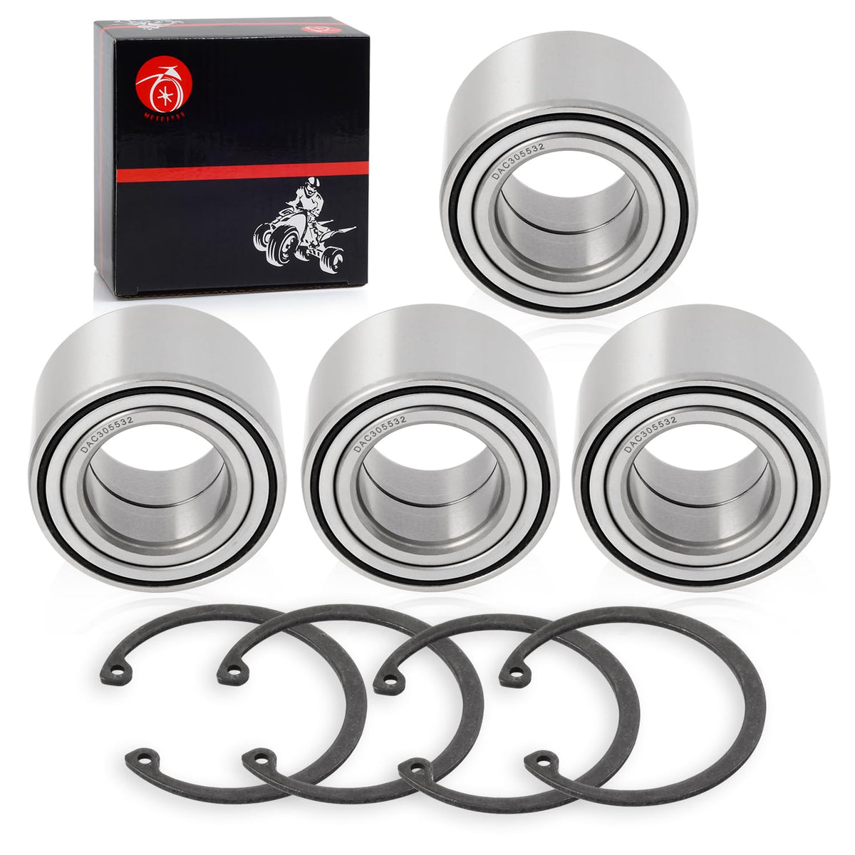 93305-00602-00 Front & Rear Heavy Duty Wheel Bearing 30x55x32mm + CIRCLIP Compatible with YAMAHA GRIZZLY 550 660 700 Kodiak 450 
