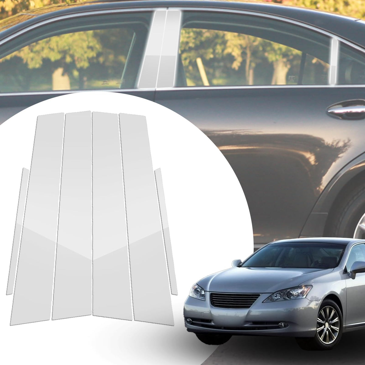 6pcs Glossy Silver Exterior Door Window Pillar Posts Molding Cover Panel Trim St WBCARB0DP4CWNMY