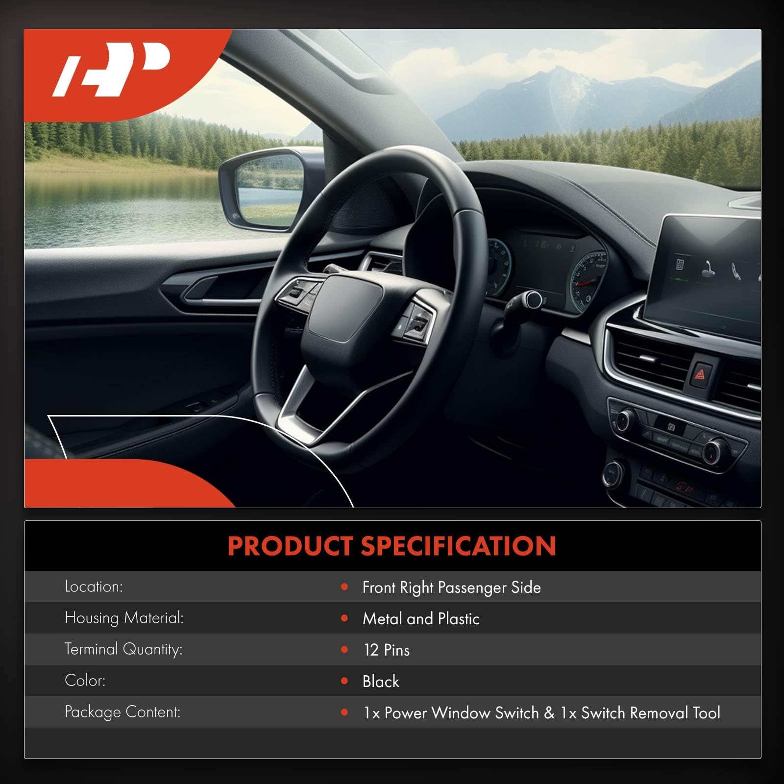 A-Premium Right Passenger Side Power Window Switch Compatible with Chevrolet Colorado 2004-2012, GMC Canyon 2004-2012, Hummer H3 2006 2008-2010, Isuzu i-280 i-350, Replace# 15205244