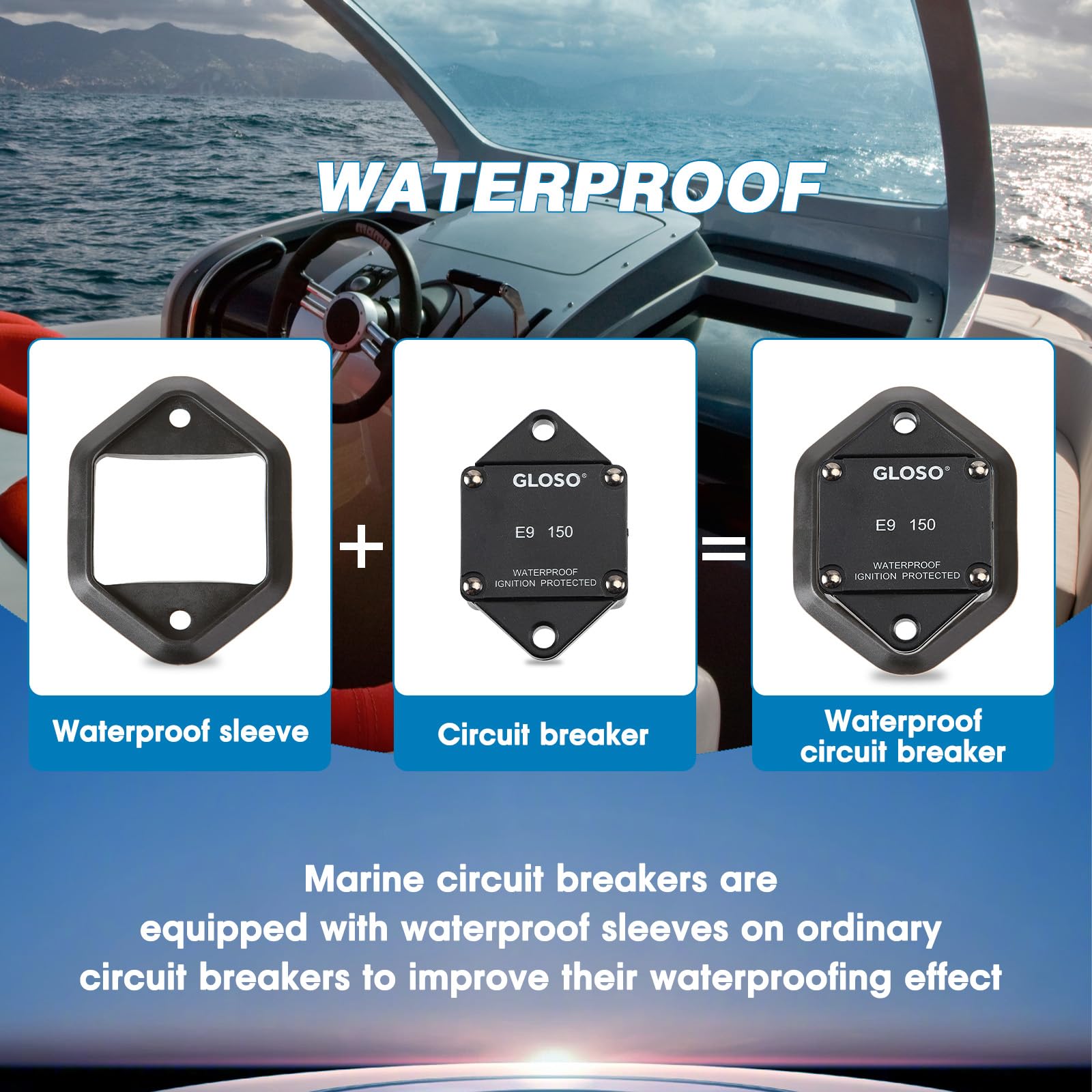 GLOSO Circuit Breaker E94 Panel Mount T1 Auto Reset for Marine Automotive Truck (135A