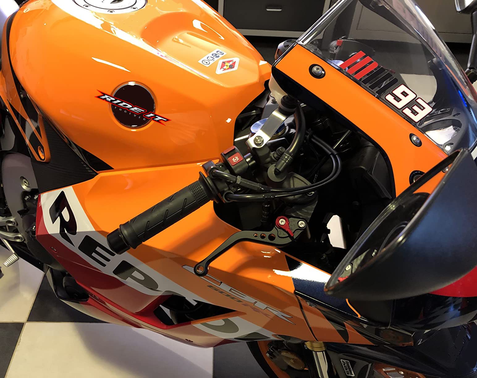 RIDE IT Short Brake Clutch Levers for CBR600RR 2007-2022,CBR1000RR 2008-2021,CB1000R/Neo Sport Cafe 2018-2021-Black Shorty Motor