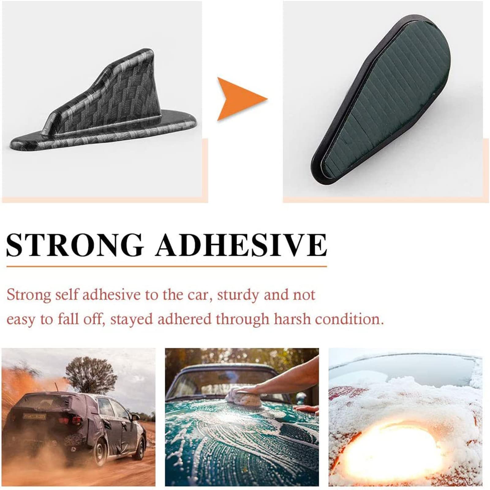 Rulline 10Pcs/Set Diffuser Shark Fin Kit Compatible With Spoiler Roof Wing Air Vortex Generator Carbon Fiber Pattern