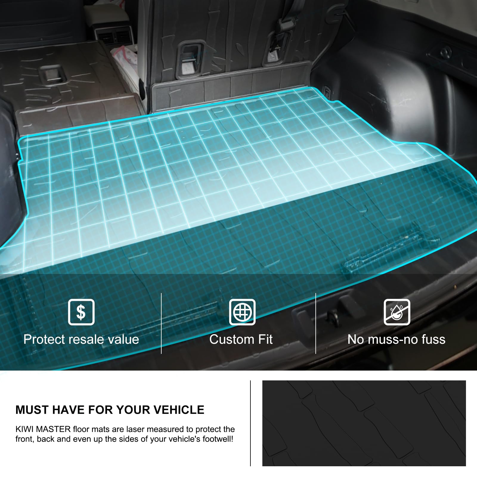 KIWI MASTER Cargo Trunk Mat for 2019-2025 Subaru Forester OEM Replacement J501SSJ300 All Weather Tray Mat TPE Slush Liner Black