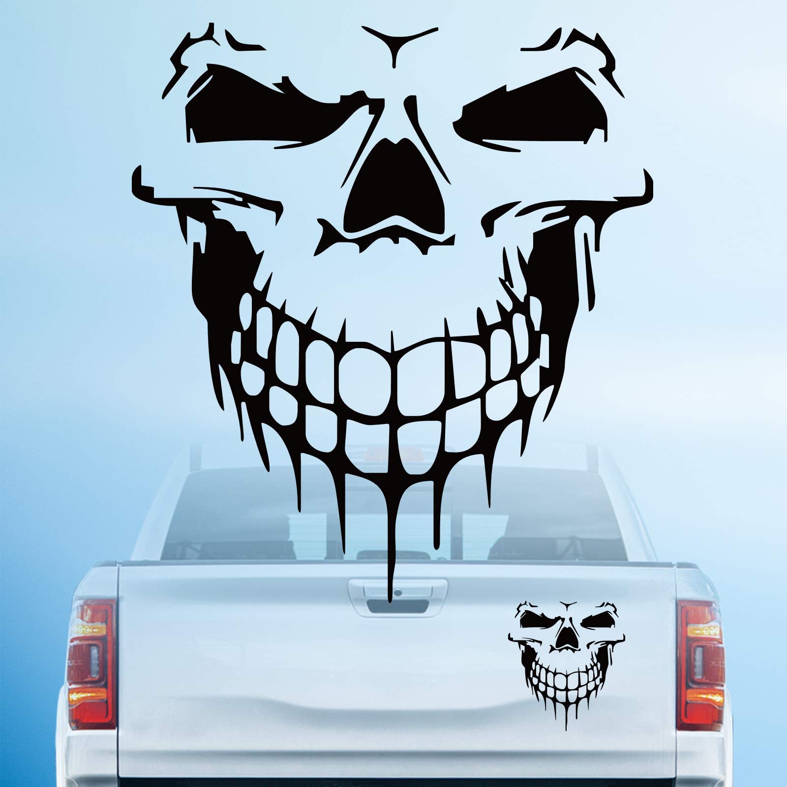 Hungmieh Skull Stickers And Decals For Car Windows, Doors And Trucks, 3D Skull Decals For Car Styling, Laser Bumper Stickers, Gl