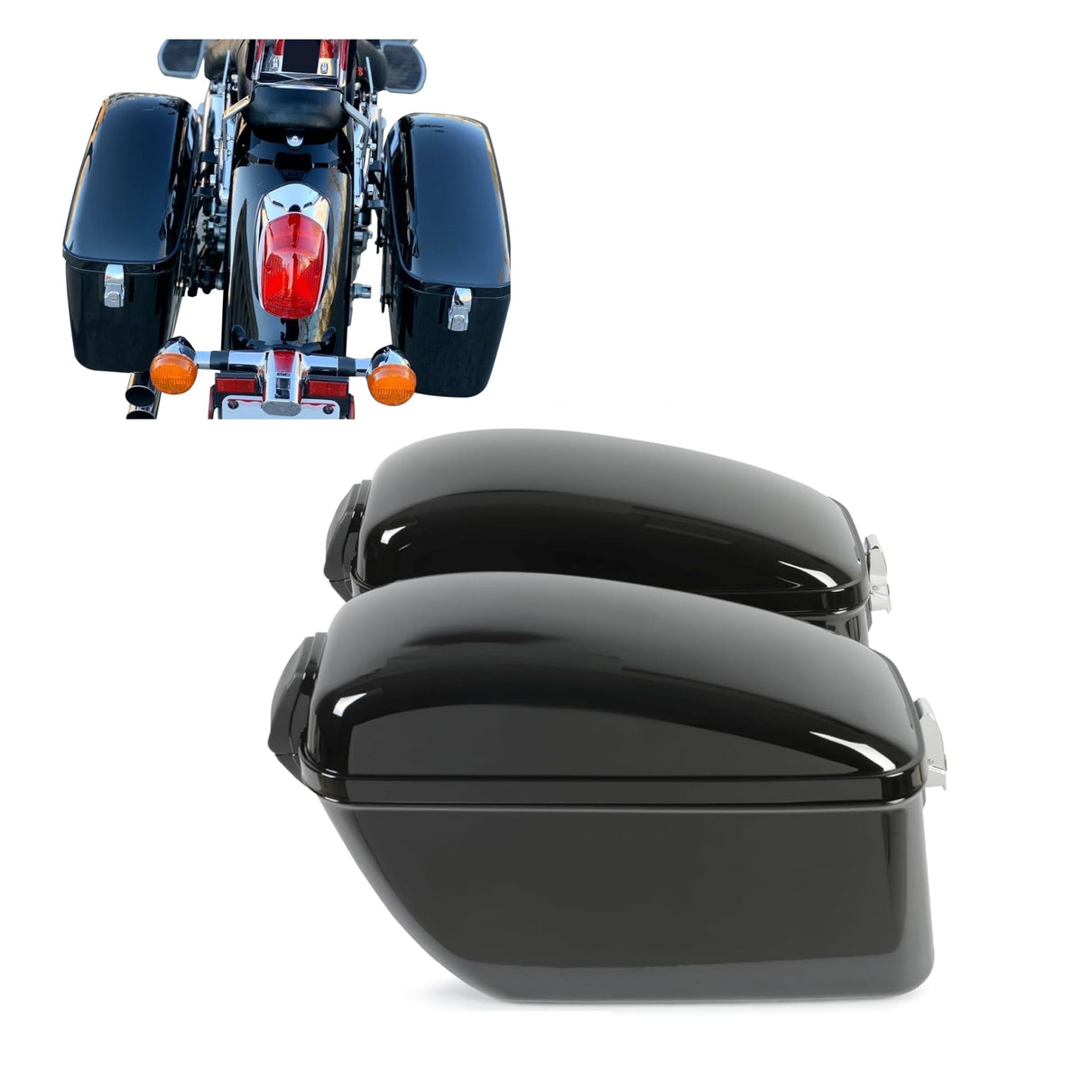 ECOTRIC Large 60L Motorcycle Hard Saddle Bags W/brackets Compatible With Harley Davidson Dyna Softail Sportster Honda Suzuki Kaw