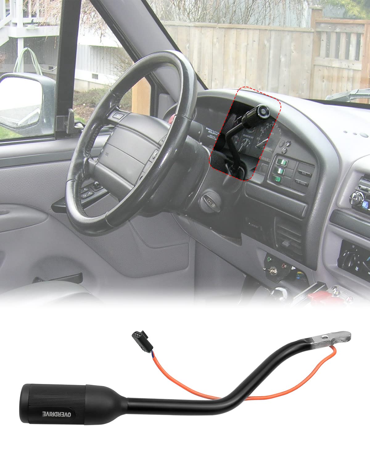 Emiho Transmission Gear Shifter Lever And Overdrive Switch Kit Fit For Ford Bronco F-150 F-250 F-350 F53 F59 1992-1997 Replace F4Tz-7210-B F4Tz7210B F2Tz-7210-F