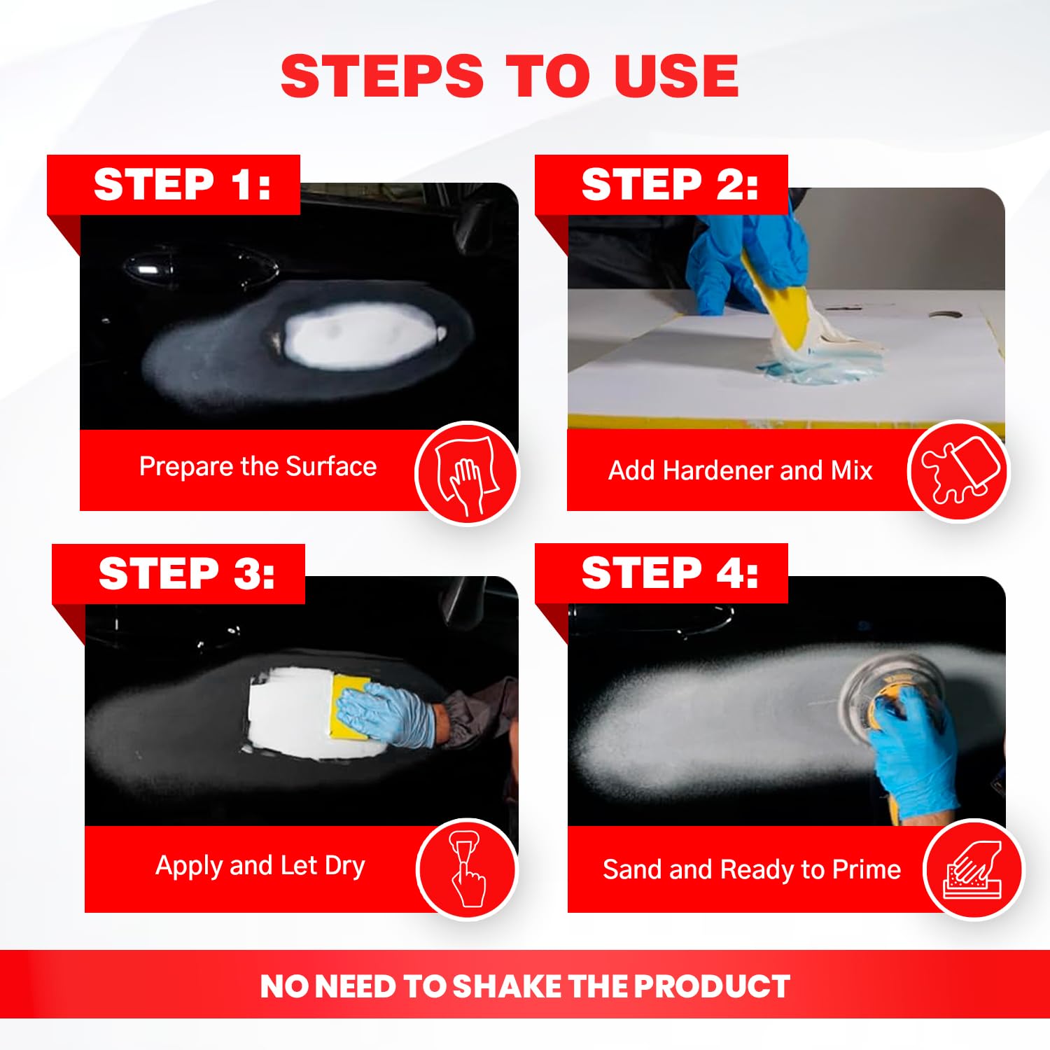 Roberlo Maxilight Superior Lightweight Body Filler - Repair for All Lengths Dents & Scratches, Perfect on Aluminum, Steel, Zinc,