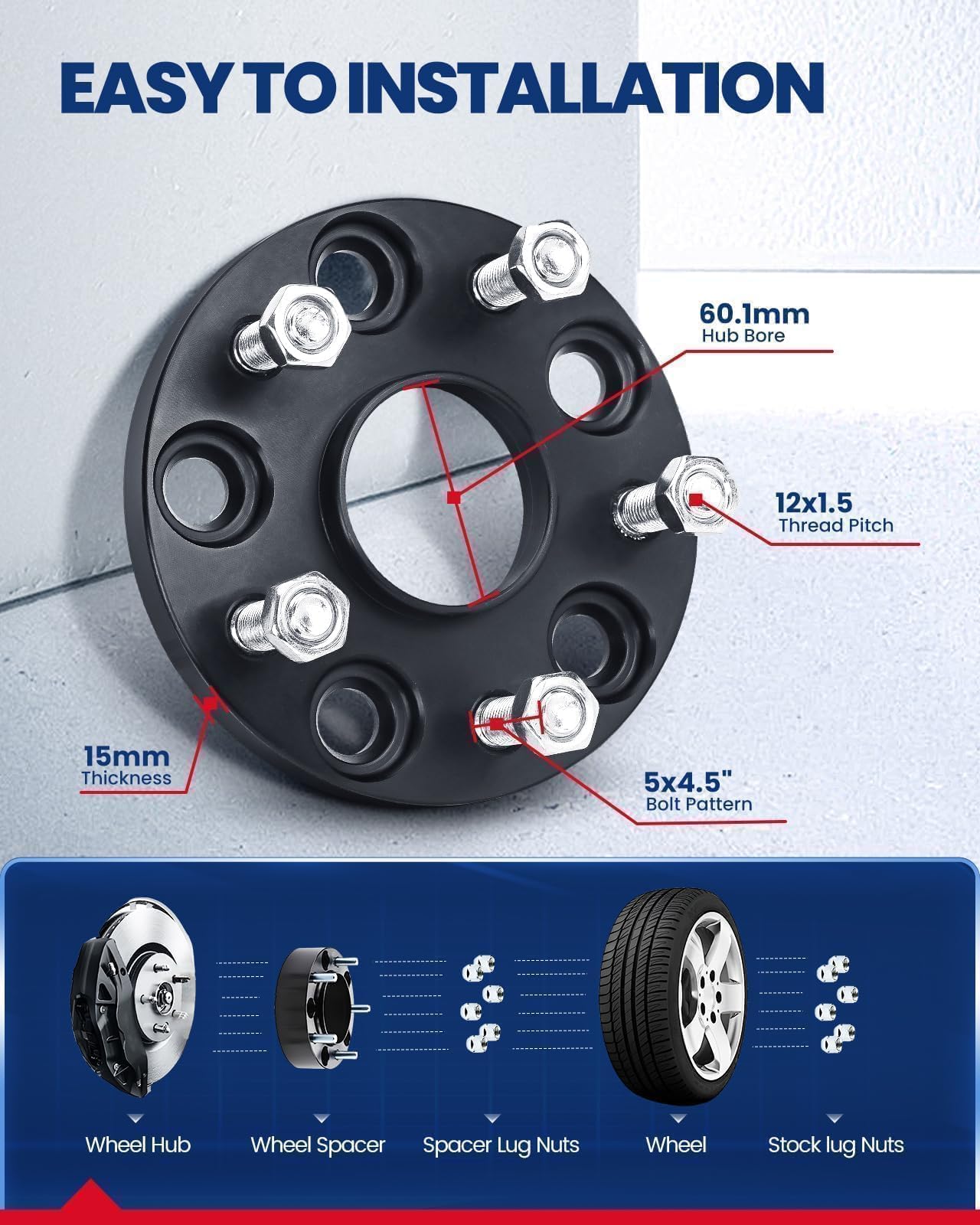 Kax 5X4.5 Wheel Spacers,15Mm 5 Lug Hub Centric Wheel Spacers Fit For Rav4, Camry, Highlander, Sienna, Rx350, Es350, Venza, Avalo