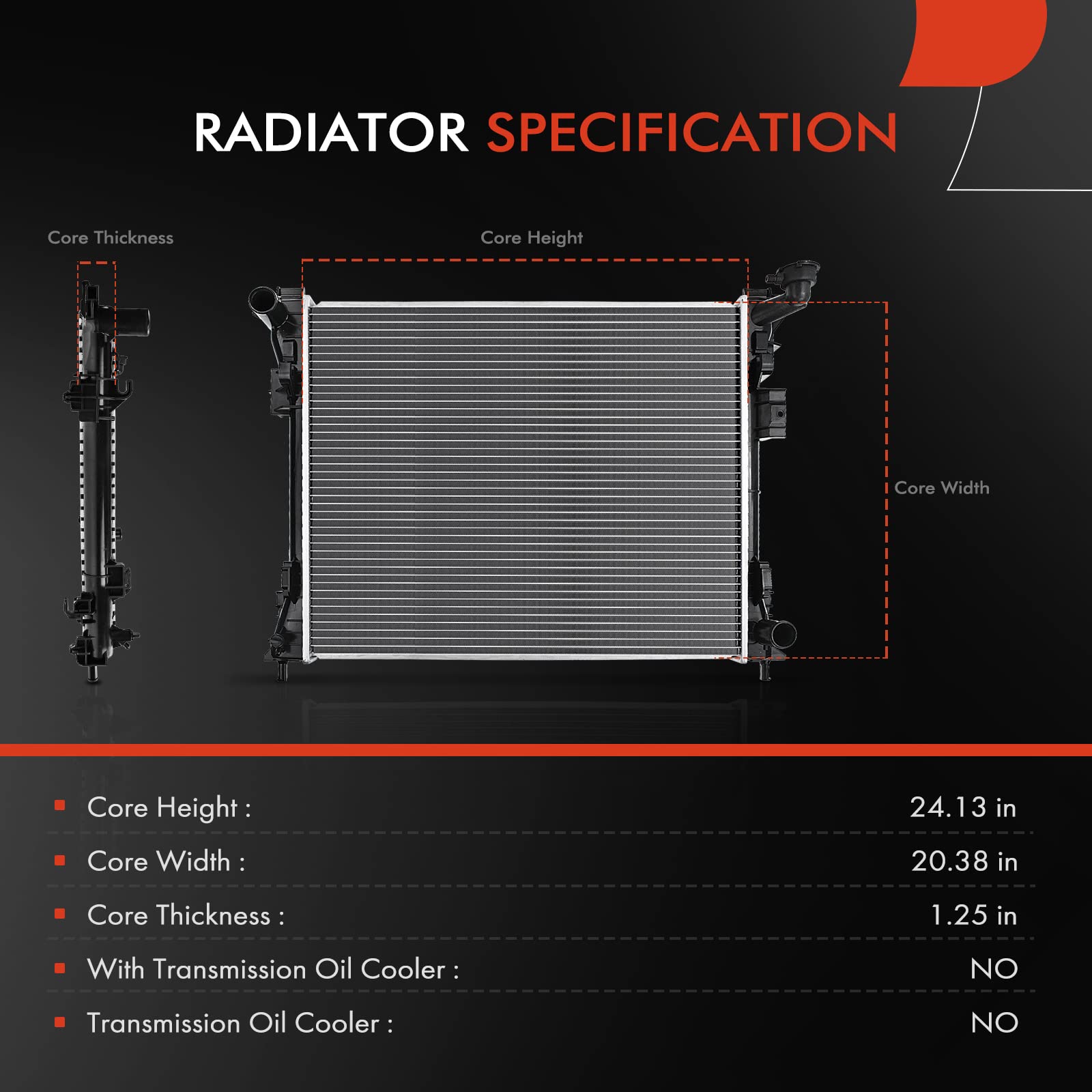 A-Premium Engine Coolant Radiator Assembly Compatible With Dodge Grand Caravan 2008-2020 & Chrysler Town & Country 2008-2016 & Ram C/V 2012-2015 & Vw Routan 2009-2014