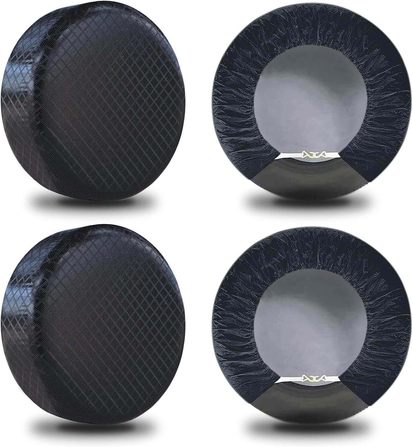 Amfor Set Of 4 Tire Covers,Waterproof Aluminum Film Tire Sun Protectors,Weatherproof Tire Protectors (Black, 33 ''-35 '')