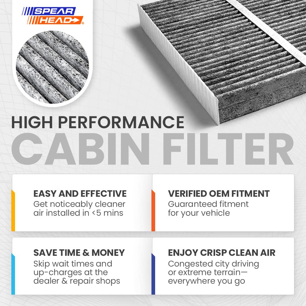 Spearhead Odor Defense Breathe Easy Ac & Heater Cabin Filter | Fits 09-14 Cube, 11-17 Juke, 11-24 Leaf, 13-19 Sentra Like Oem | Up To 25% Longer Lasting W/Activated Carbon (Be-177)