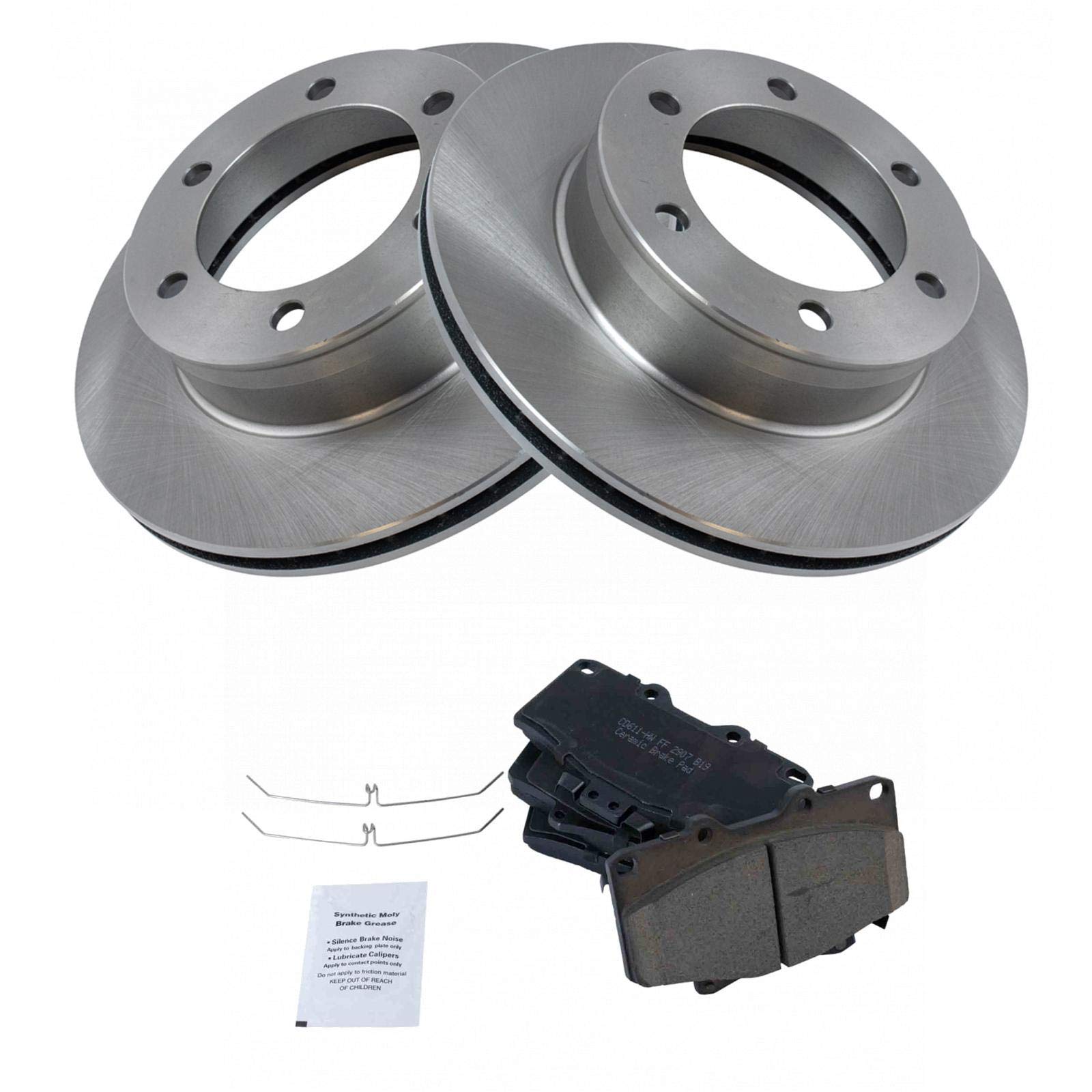 Trq Front Brake Pad & Rotor Kit Brake Pads Brake Rotor Ceramic Compatible With 1996-2000 Toyota 4Runner