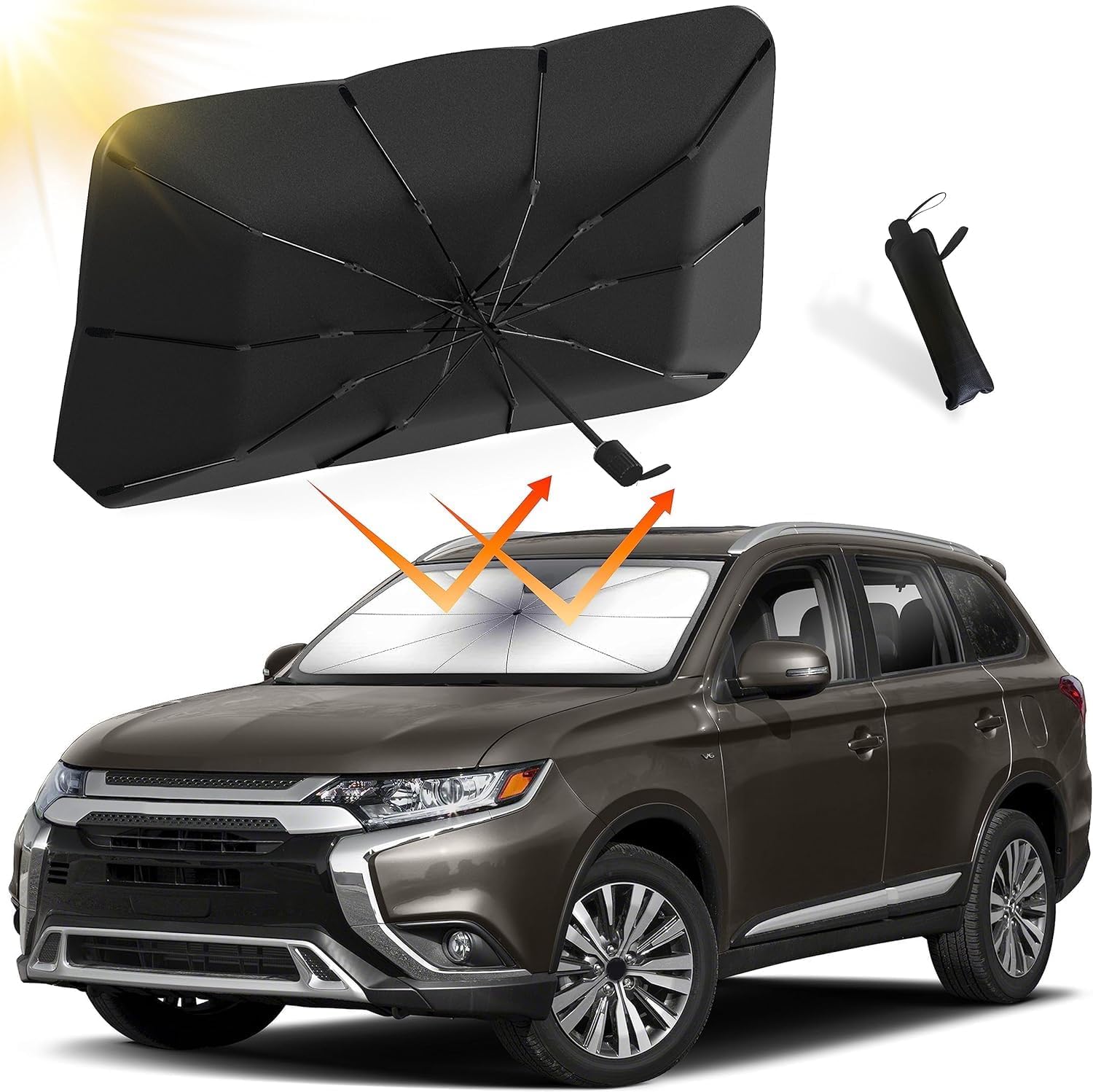 Aadishwar Creations Car Sun Shade Windshield Cover, Umbrella Windshield Sun Shade for Car Front Window Sun Protection & Heat Ins