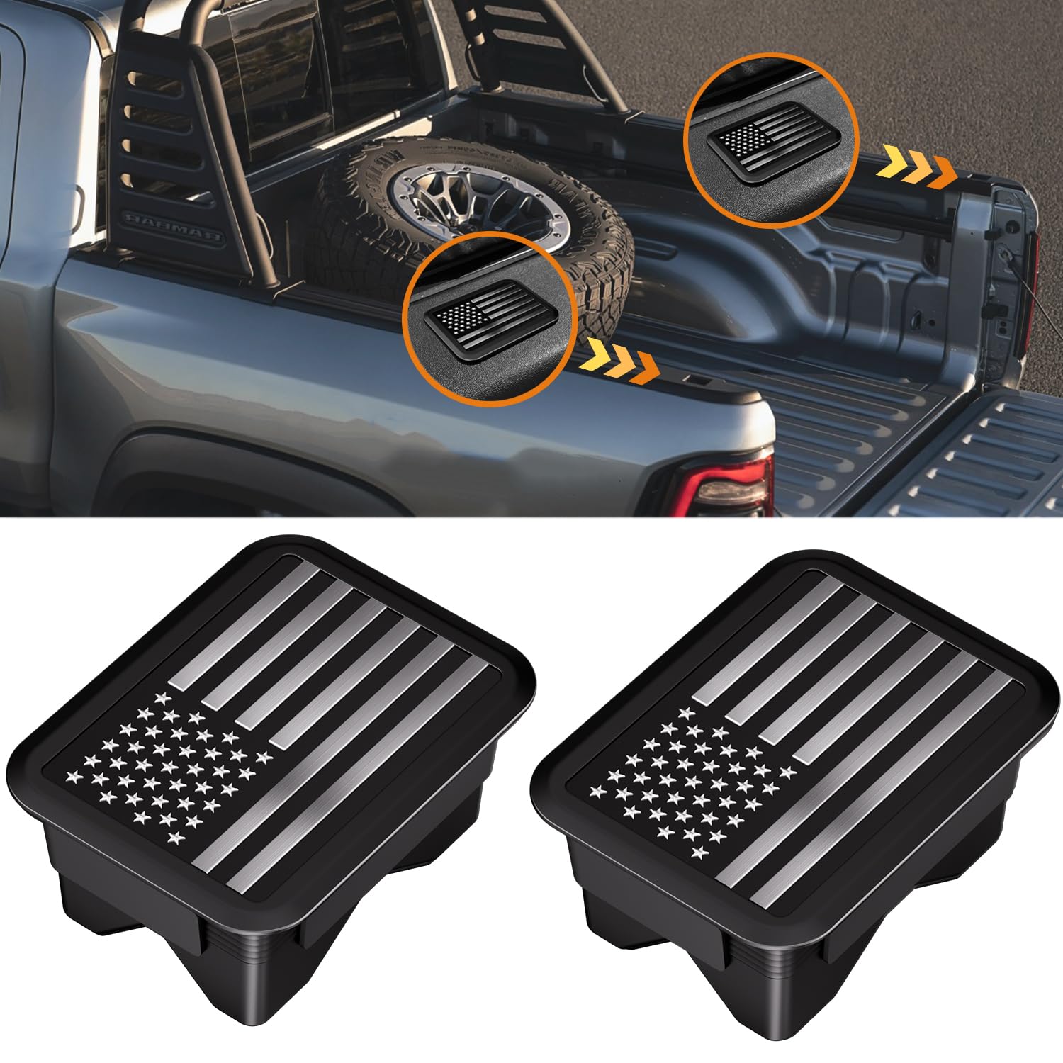 Ram 1500 Bed Rail Caps Covers, Stake Pocket Compatible With Dodge Ram 2019-2024 Truck Tonneau Covers Accessories(Set Of 2) (Blac