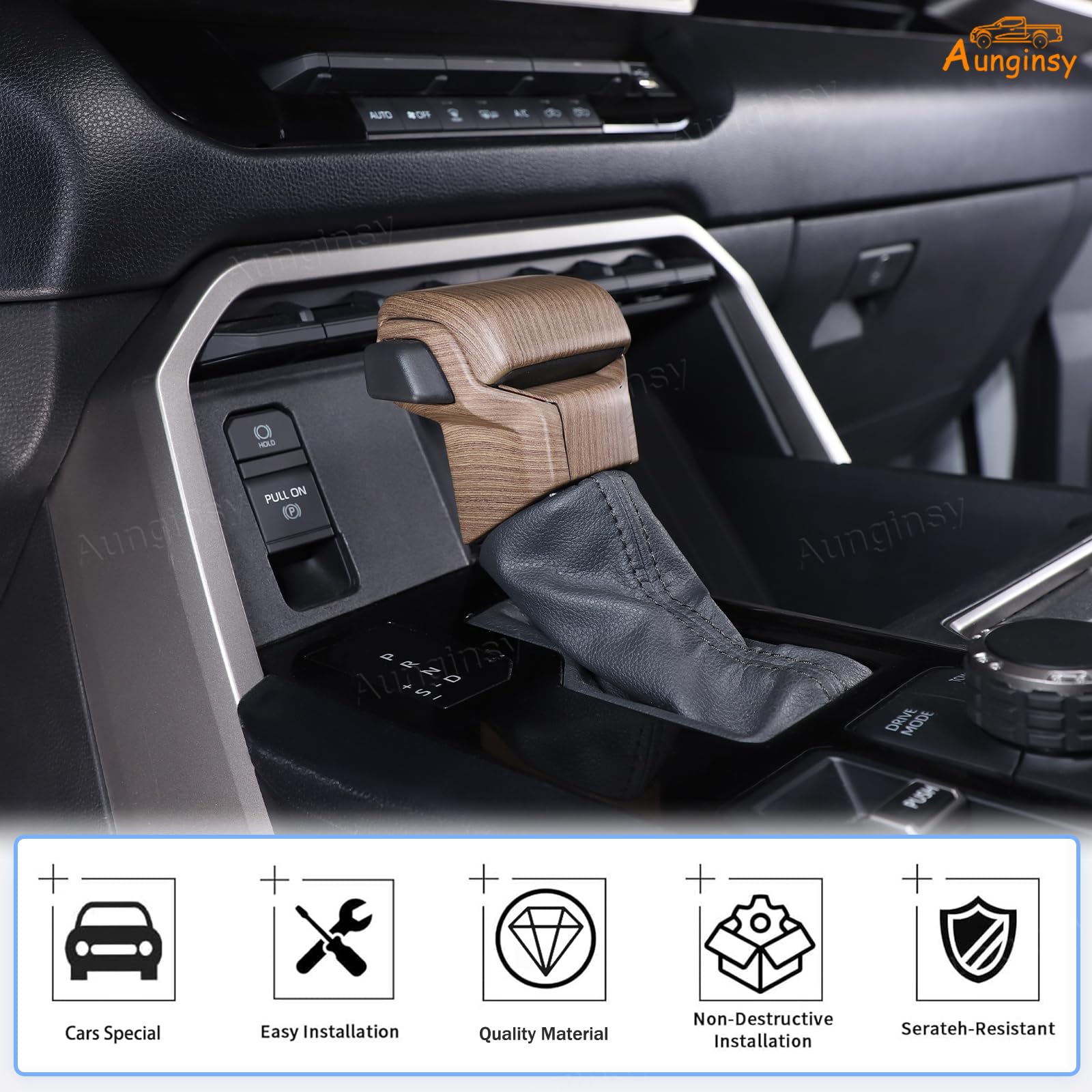 Aunginsy Gear Shifter Head Trim Cover Kit Compatible With Toyota Tundra/Sequoia 2022-2025 Tacoma 2024+ Center Console Gear Shift