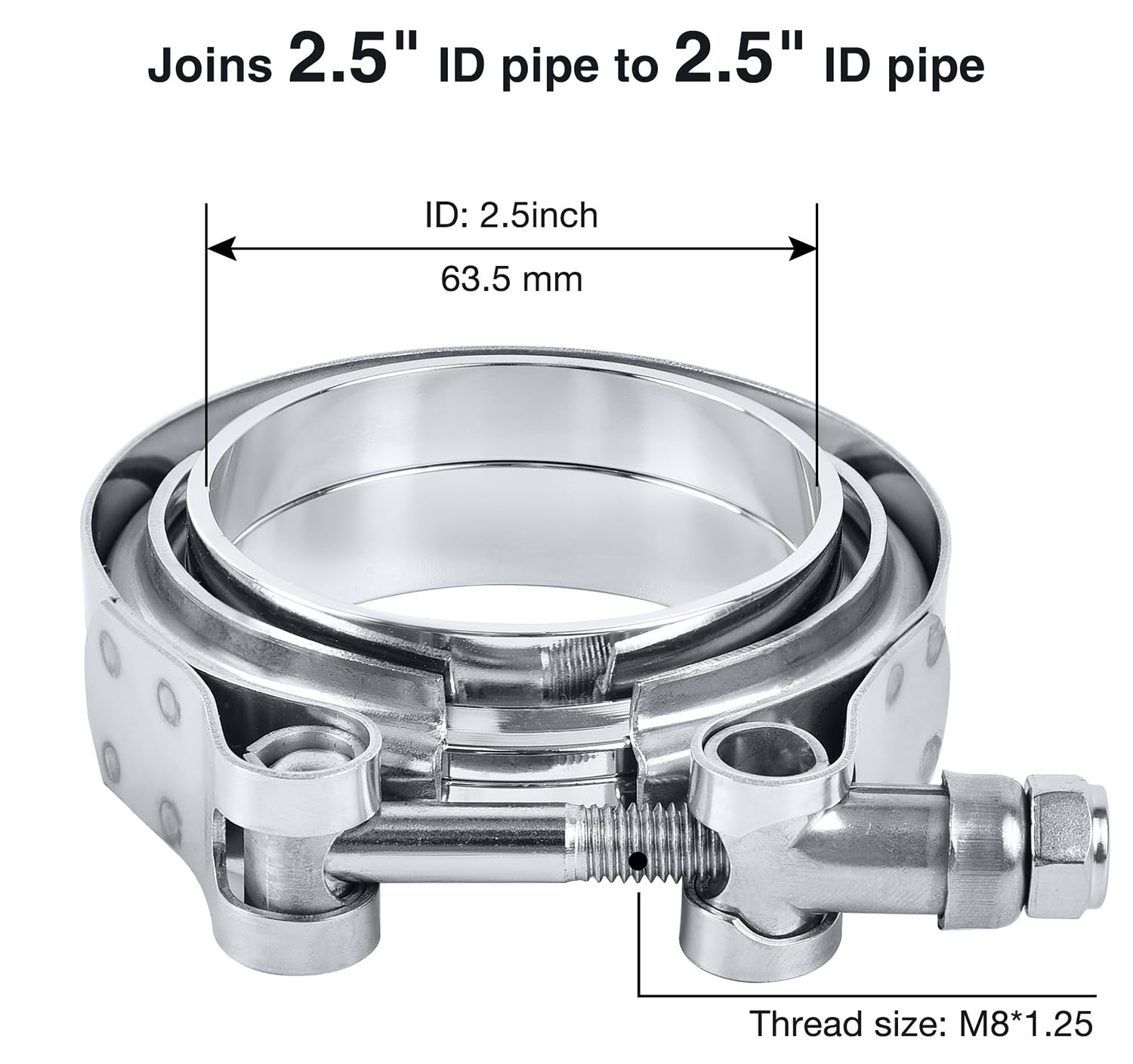 Evil Energy 2.5 Inch V Band Clamp Stainless Steel With Flange Male Female Mild Steel