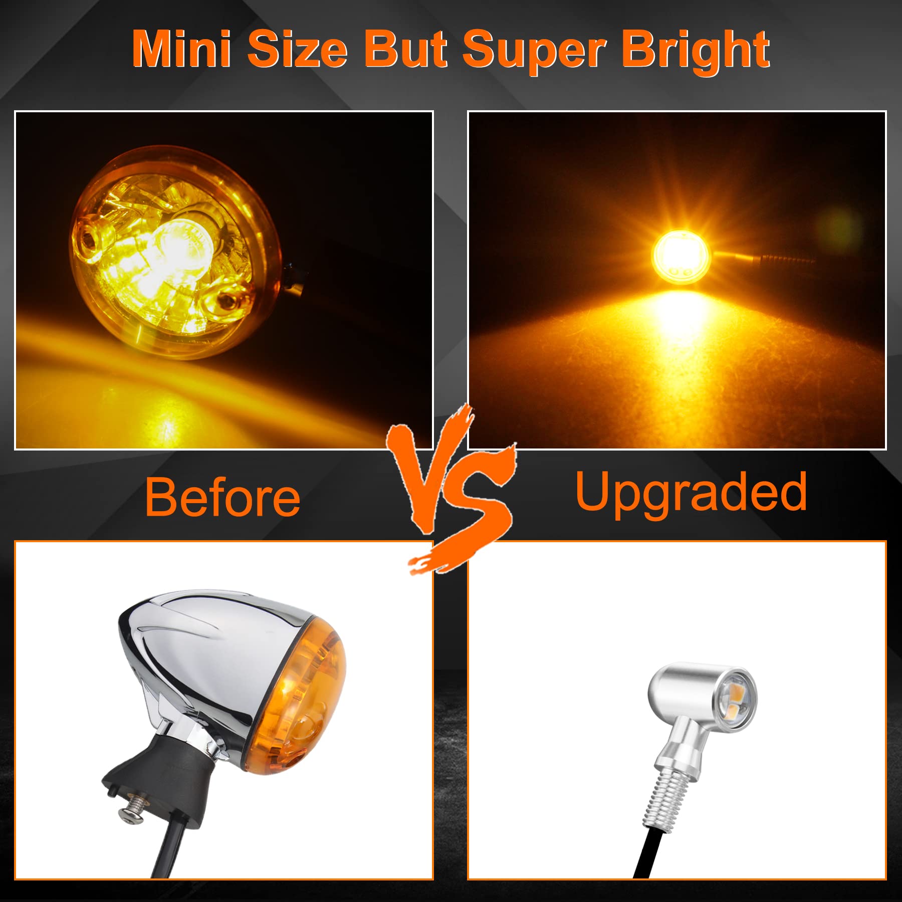 Quasco Led Motorcycle Turn Signal Lights Universal Mini Blinkers Front Indicator Compatible With Harley Honda Kawasaki Suzuki Tr