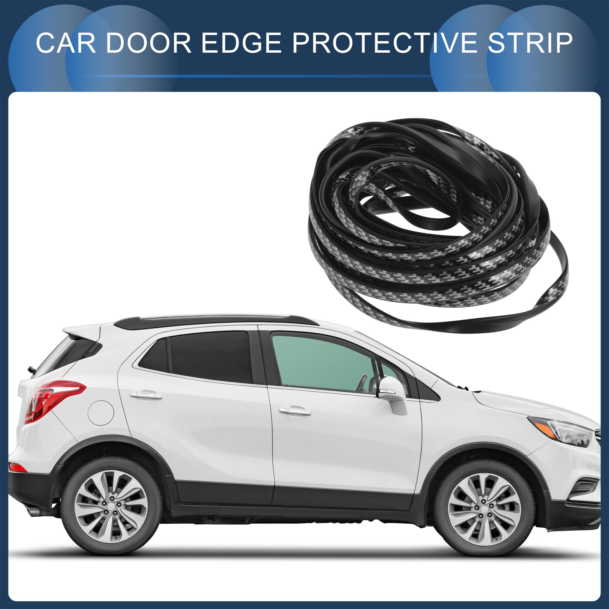 INFINAUTO Universal Car Door Edge Guards, Exterior 26.25ft U-Shaped Door Scratch Protection Guard PVC Chrome Black Carbon Fiber