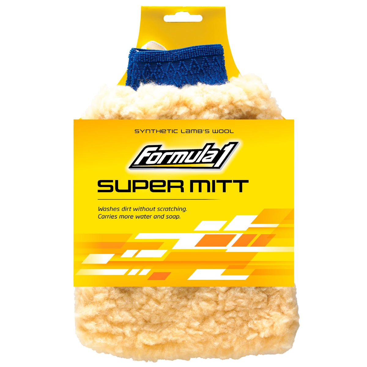 Formula 1 Super Car Wash Mitt - Synthetic Lambs Wool Wash Mitt Auto Detailing Supplies - Large Car Duster For Wet & Dry Applicat
