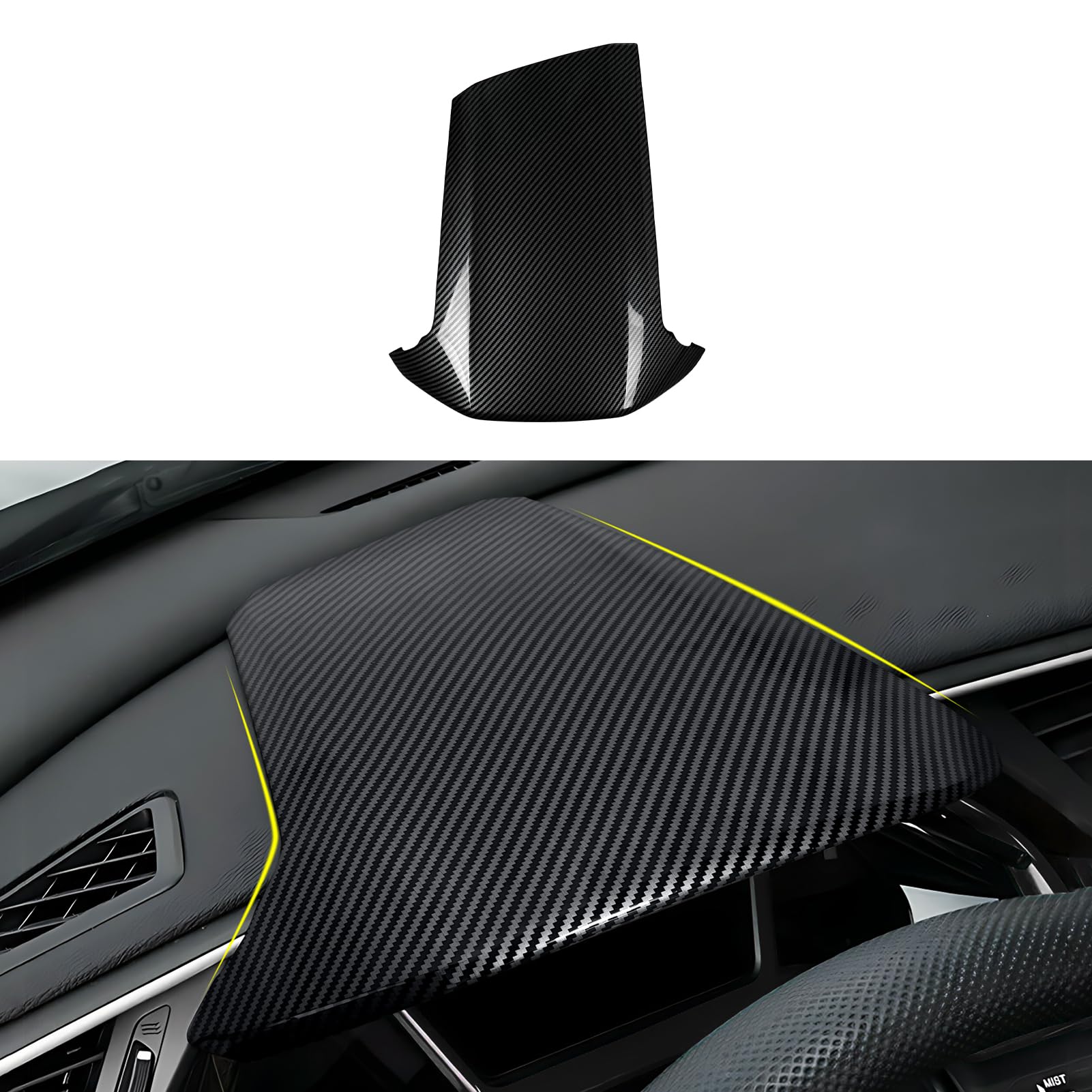 BRMYL Car Dashboard Instrument Protective Cover Decals for 2016-2021 Honda Civic 10th Gen Accessories ABS Carbon Fiber Stickers