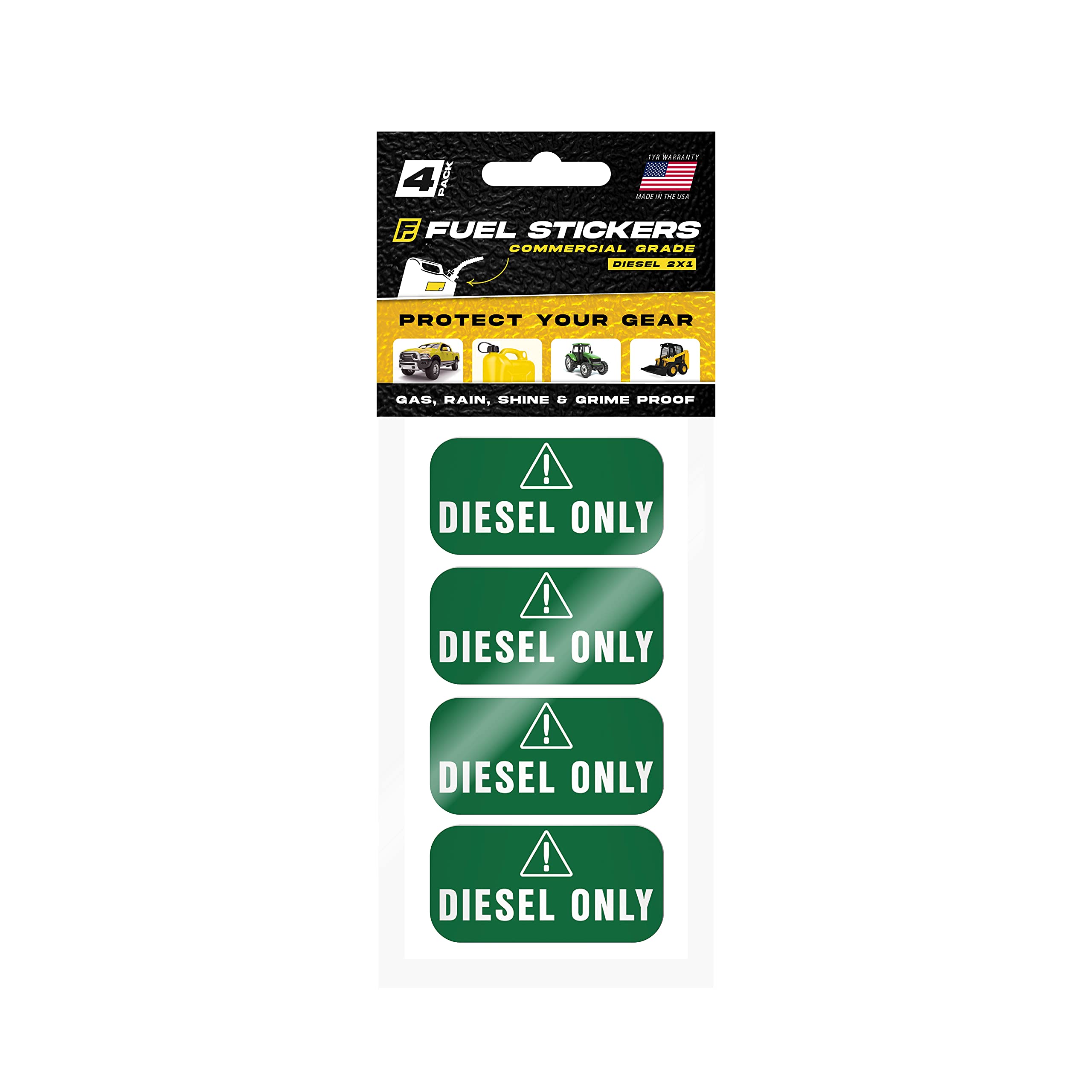 Diesel Only Sticker (Green), Labels For Tractors, Construction And Heavy Equipment - Weather Proof, Extreme Stick, Commercial Grade Diesel Labels By Fuel Stickers - Usa Made (2X1 Inch), 40 Labels
