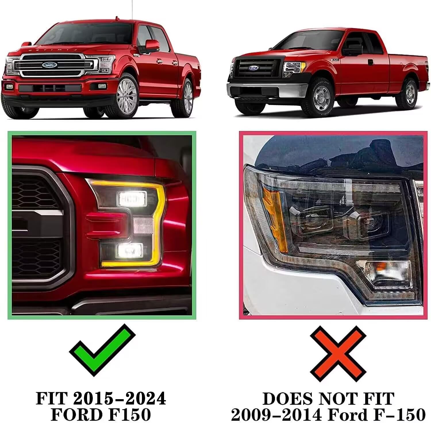 Comnova Pair Running Board Nerf Bar For 15-24 Ford F150 Crew Cab(4 Full Size Doors) Side Steps,Width 6 Inches V Style (15-20 Ford F150 Superduty Crew Cab)