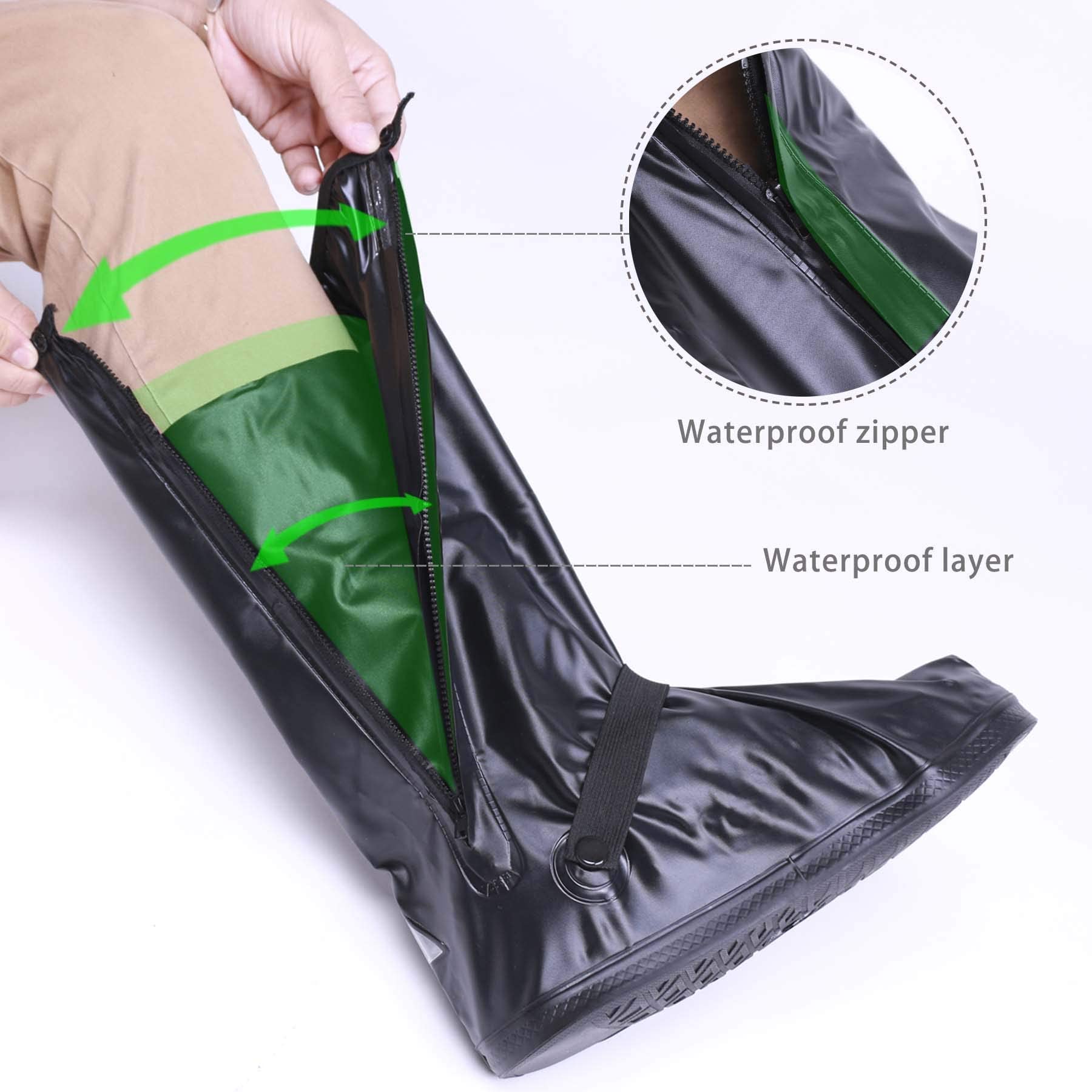 Djzssxlw Rain Snow Waterproof Shoe Covers Motorcycle Boots Women Men Black (Xl)