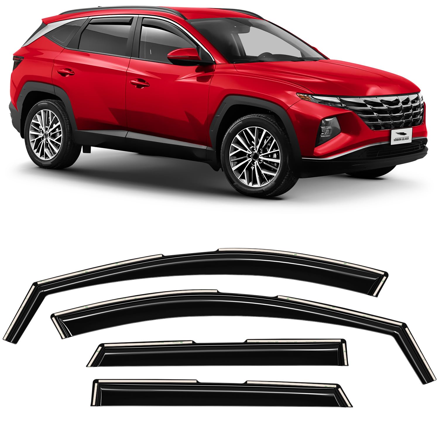 Voron Glass In-Channel Extra Durable Rain Guards For Hyundai Tucson 2022-2025, Window Deflectors, Vent Window Visors, 4 Pieces -