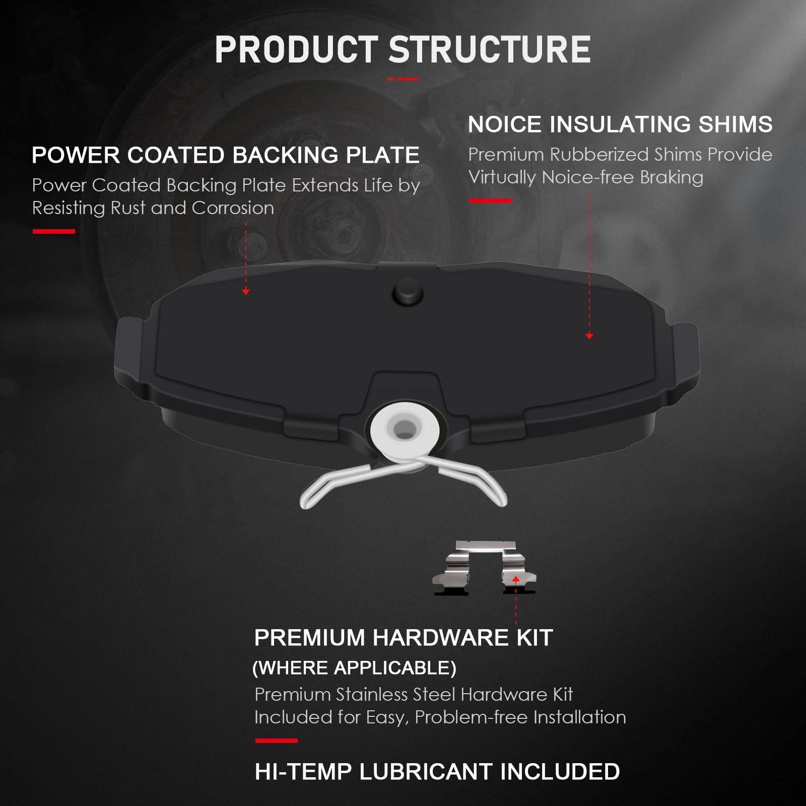 Cciyu D1081 D1082 Front Rear Ceramic Brake Pads Kits 8Pcs Fit For 2005-2010 For Ford Mustang