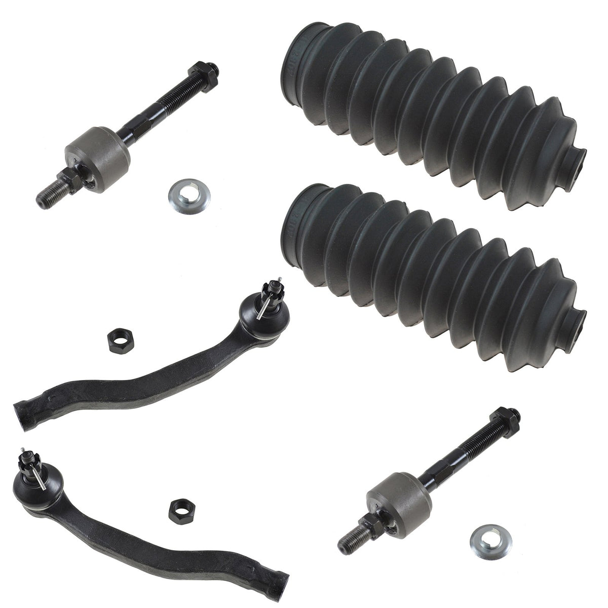 Trq Front Driver & Passenger Side Steering Kit Steering Rack & Pinion Bellow Tie Rod Compatible With 1990-1993 Honda Accord