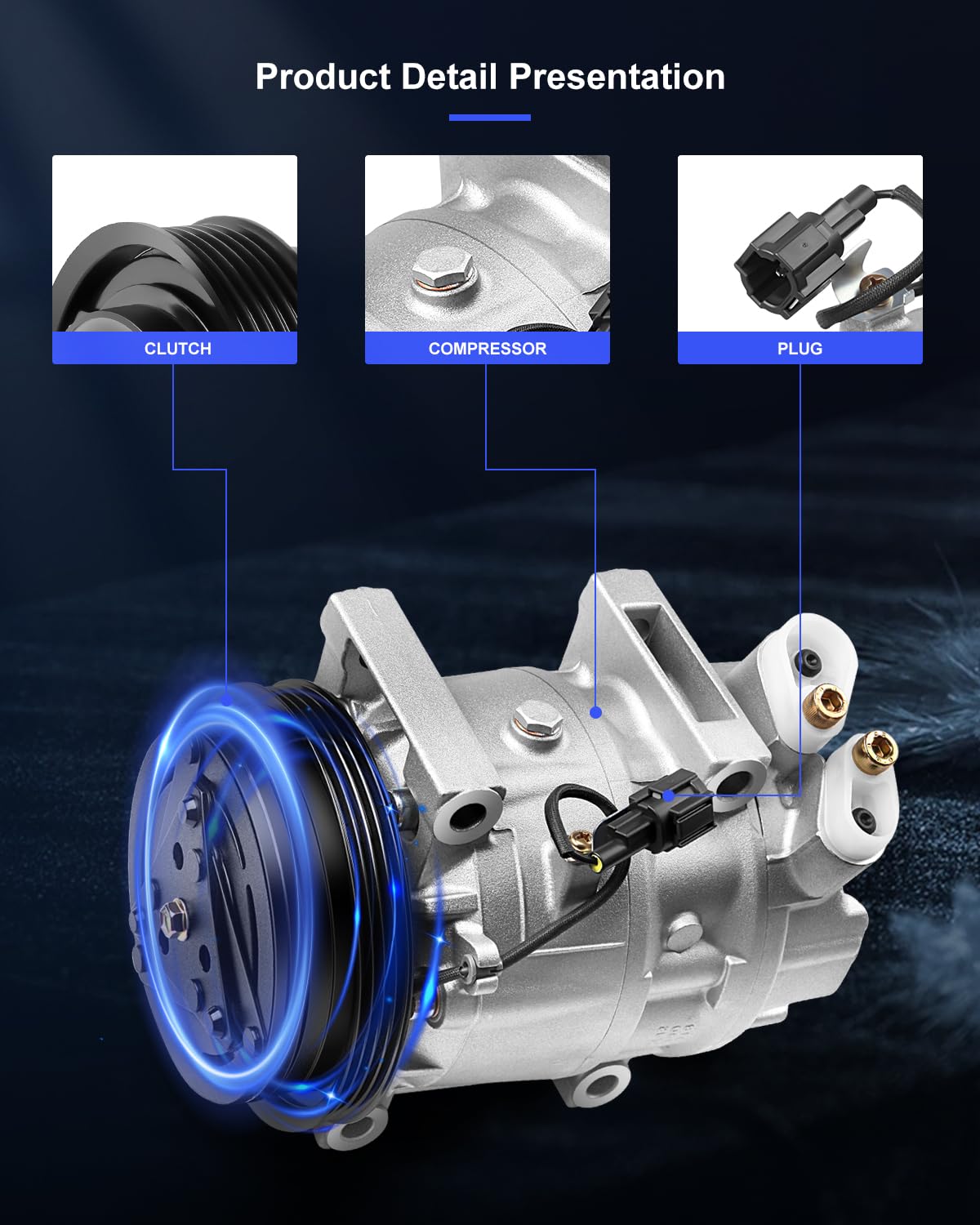 Eccpp Ac Compressor With Clutch For 2001-2004 For Nissan Pathfinder 3.5L 2001-2003 For Infiniti Qx4 3.5L A/C Compressor