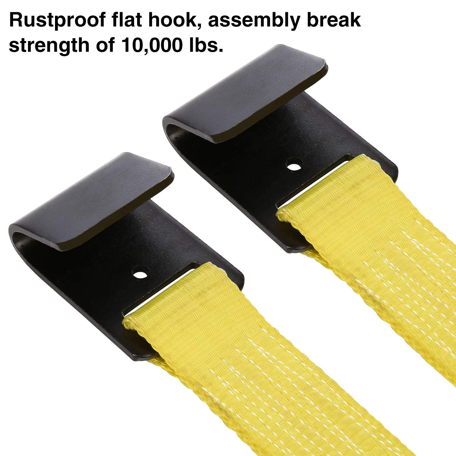 Trekassy Tow Dolly Straps For Car With Flat Hooks-2 Pack, Heavy Duty Car Tire Bonnet Net Fits 14''-17'' Tires, 10, 000 Lbs Break