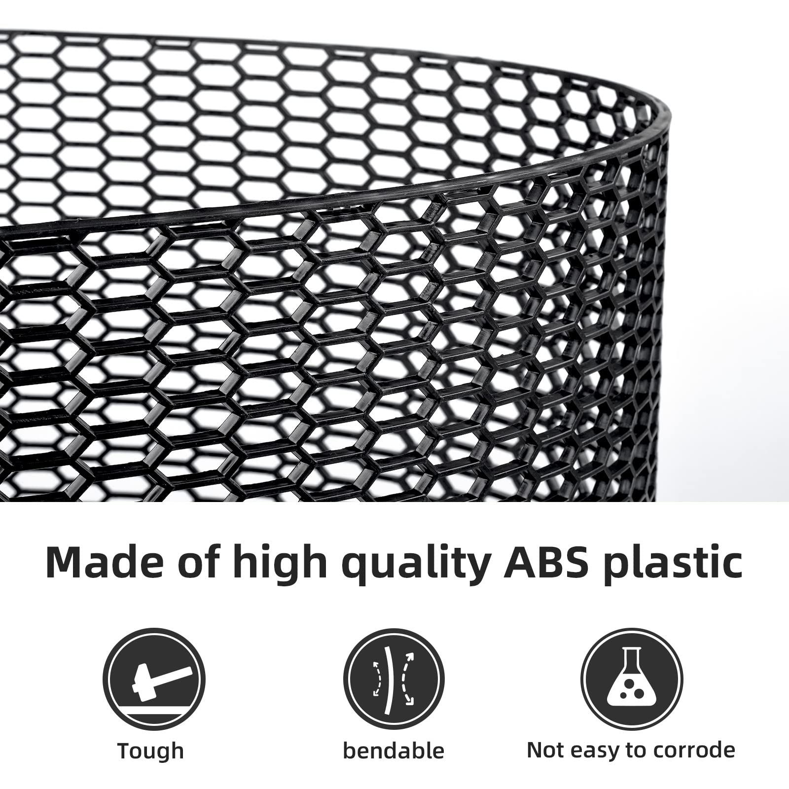 Aggauto 47'X16' Abs Plastic Universal Car Grill Mesh, Automotive Grille Insert Bumper Honeycomb Hole 11X30Mm Hex Grids Black