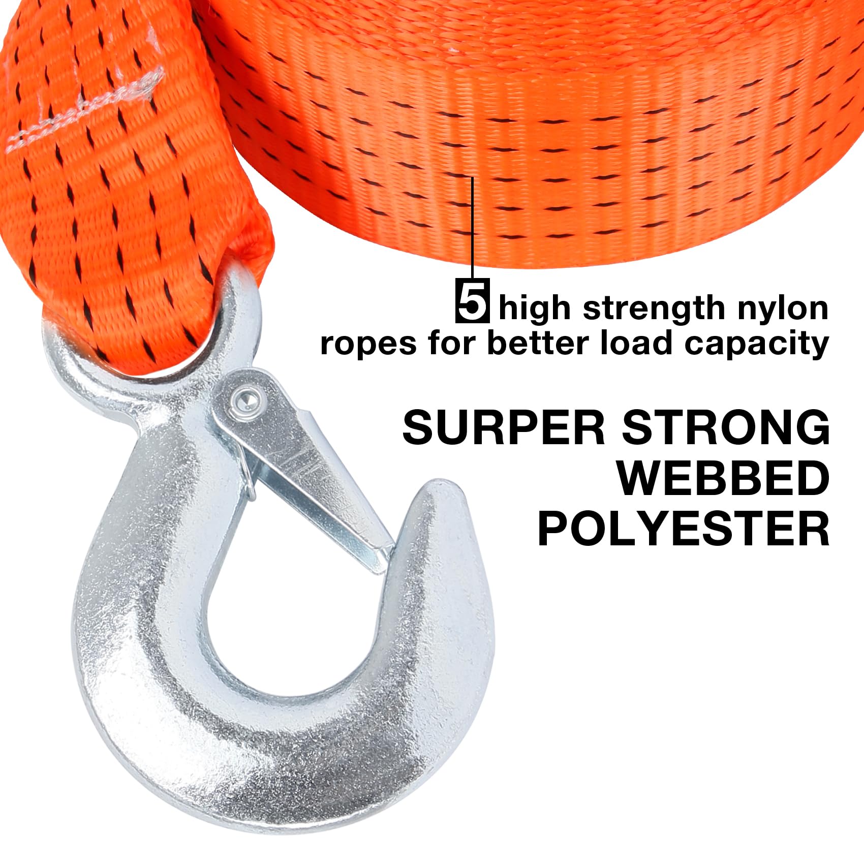 Heavy Duty Tow Straps With Hooks 2 X 20 Ft,20000 Lbs Nylon Kinetic Recovery Rope Kit For Vehicles Trip Acessories,Cable For Truc