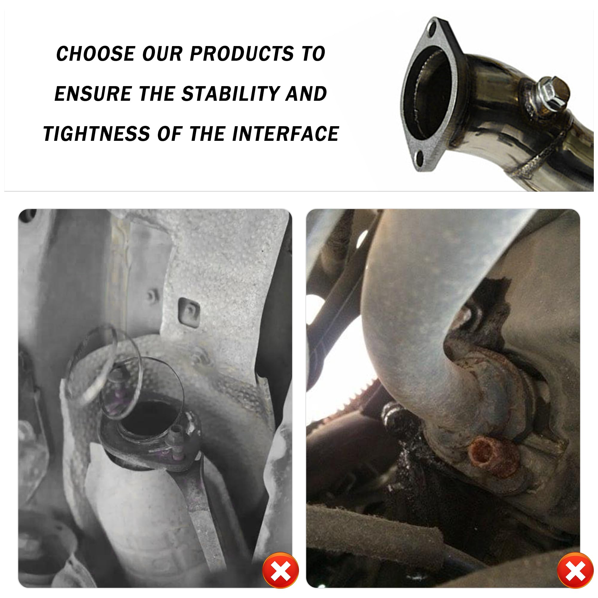 2PCS Exhaust Flange Gasket + 4PCS Exhaust Bolts,2.5'' 2-Bolt Catalytic Converter Gasket Replaces OEM#120-06310-0002,Car Accessor