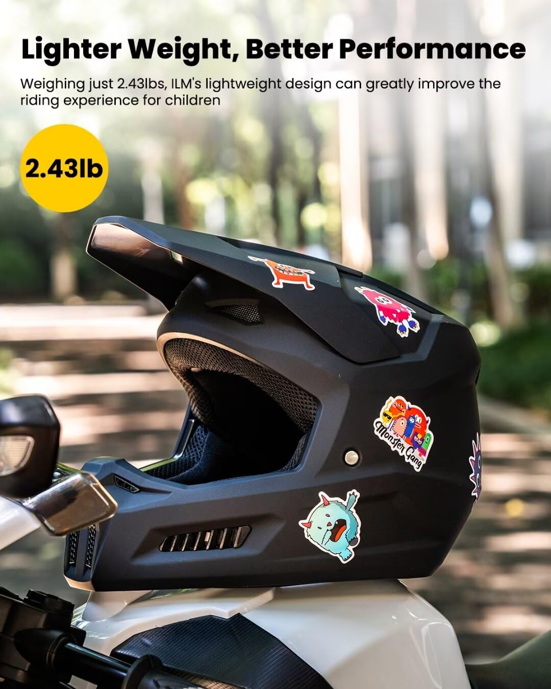 ILM Youth Dirt Bike Helmets with Stickers Kids ATV Helmet Motocross BMX Off Road Motorbike with Goggles Gloves Mask DOT Model MT