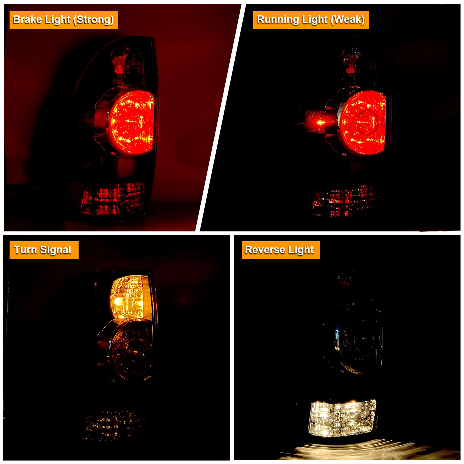 Nakuuly Tail Light Assembly Compatible With 2005-2015 Tacoma Pickup Driver And Passenger Side Led Taillights Brake Signal Assemb