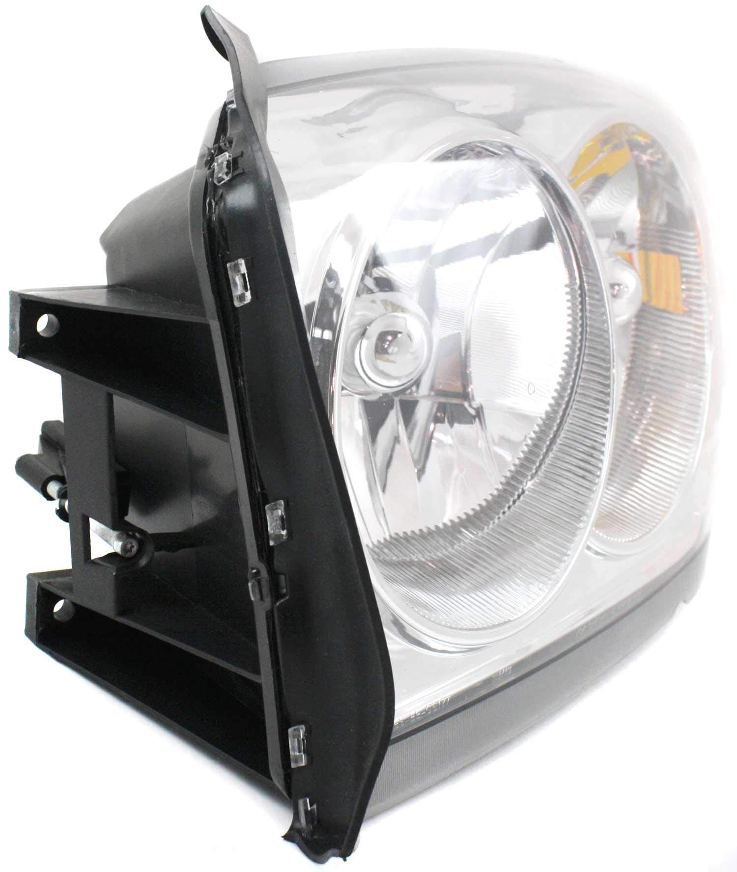 Evan-Fischer Headlight Assembly Compatible with 2005-2007 Dodge Dakota Halogen Chrome Interior with Corner Light Bulb Shield Driver Side