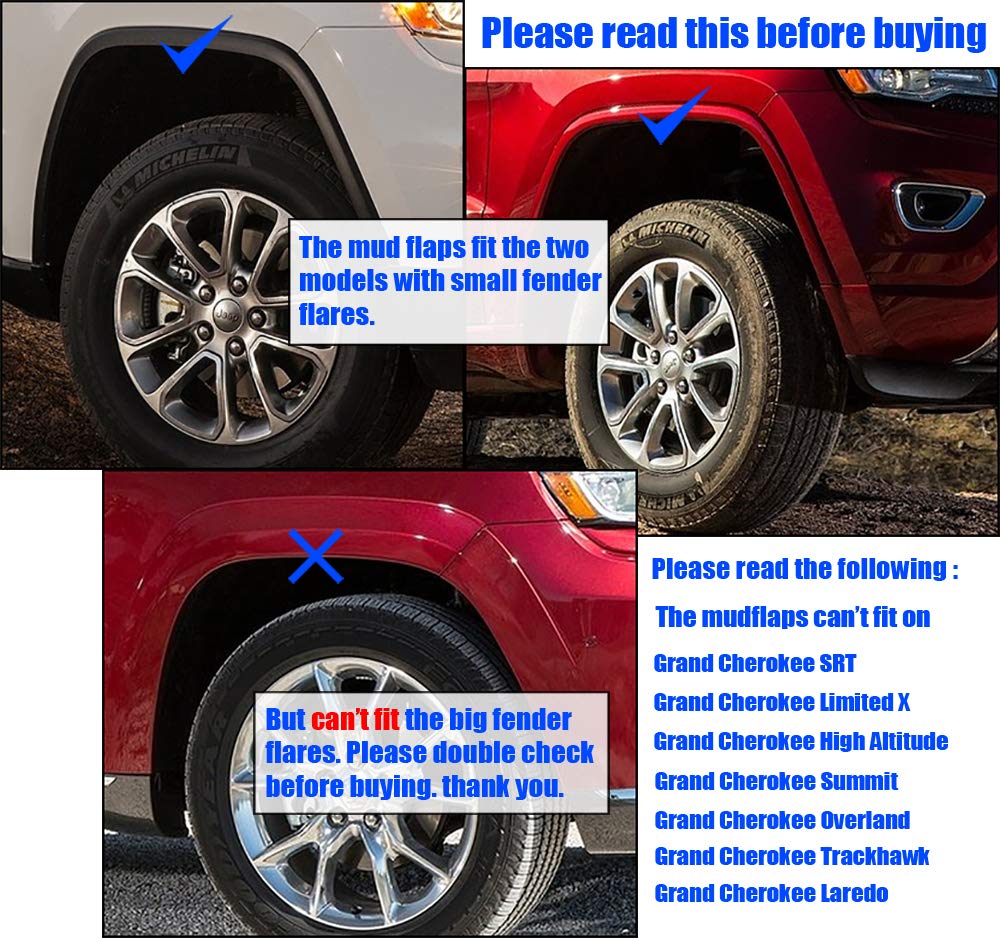 Moertifei Car Mudguard Fender Mud Flaps Splash Guards Compatible With Jeep Grand Cherokee 2011-2020 12 13 14 15 16 17 18 19