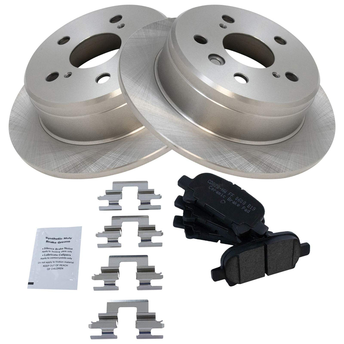 Trq Rear Brake Pad & Rotor Kit Brake Pads Brake Rotor Ceramic Compatible With 2000-2001 Toyota Camry 1999-2003 Solara