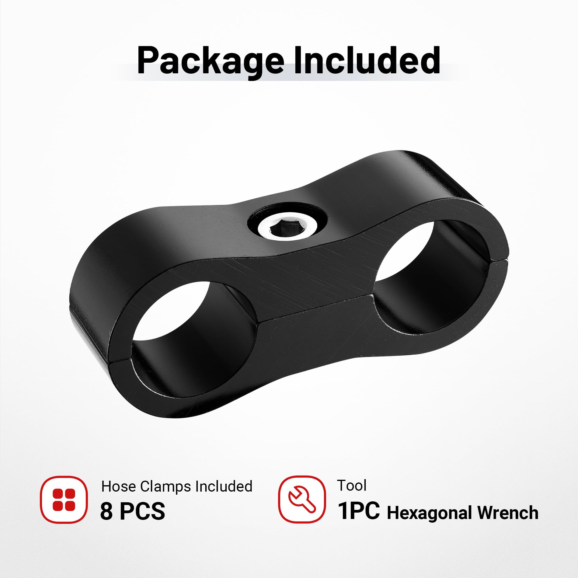 Evil Energy 6An Hose Separator Clamp, An6 Fuel Line Mounting Clamp Aluminum Black 4Pcs