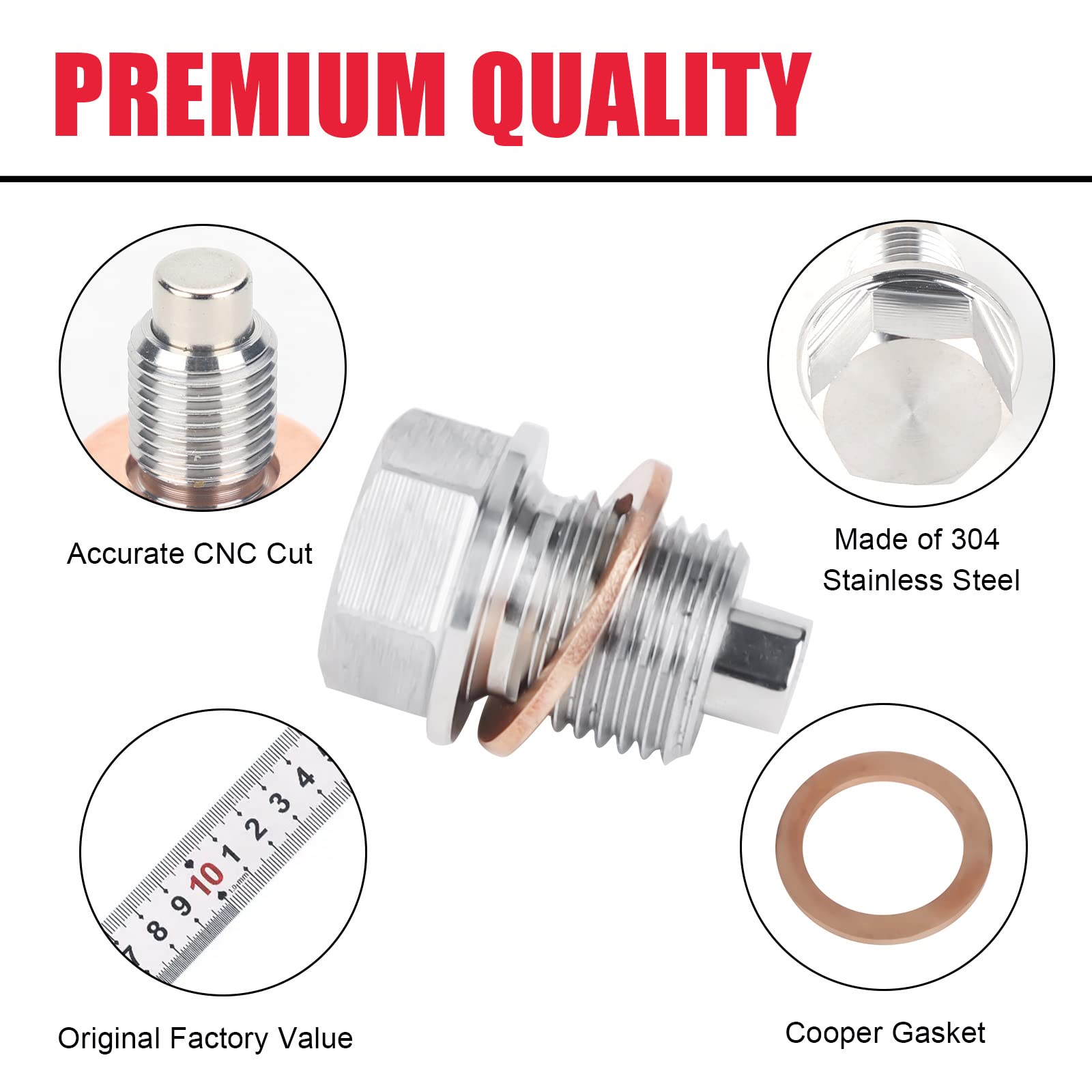 Oil Drain Plug (M16 X 1.5 Mm) Stainless Steel Magnetic Oil Drain Plug With Neodymium Magnet Fits For Mini Cooper Countryman Paceman Subaru Ascent Toyota 86 And More Vehicles